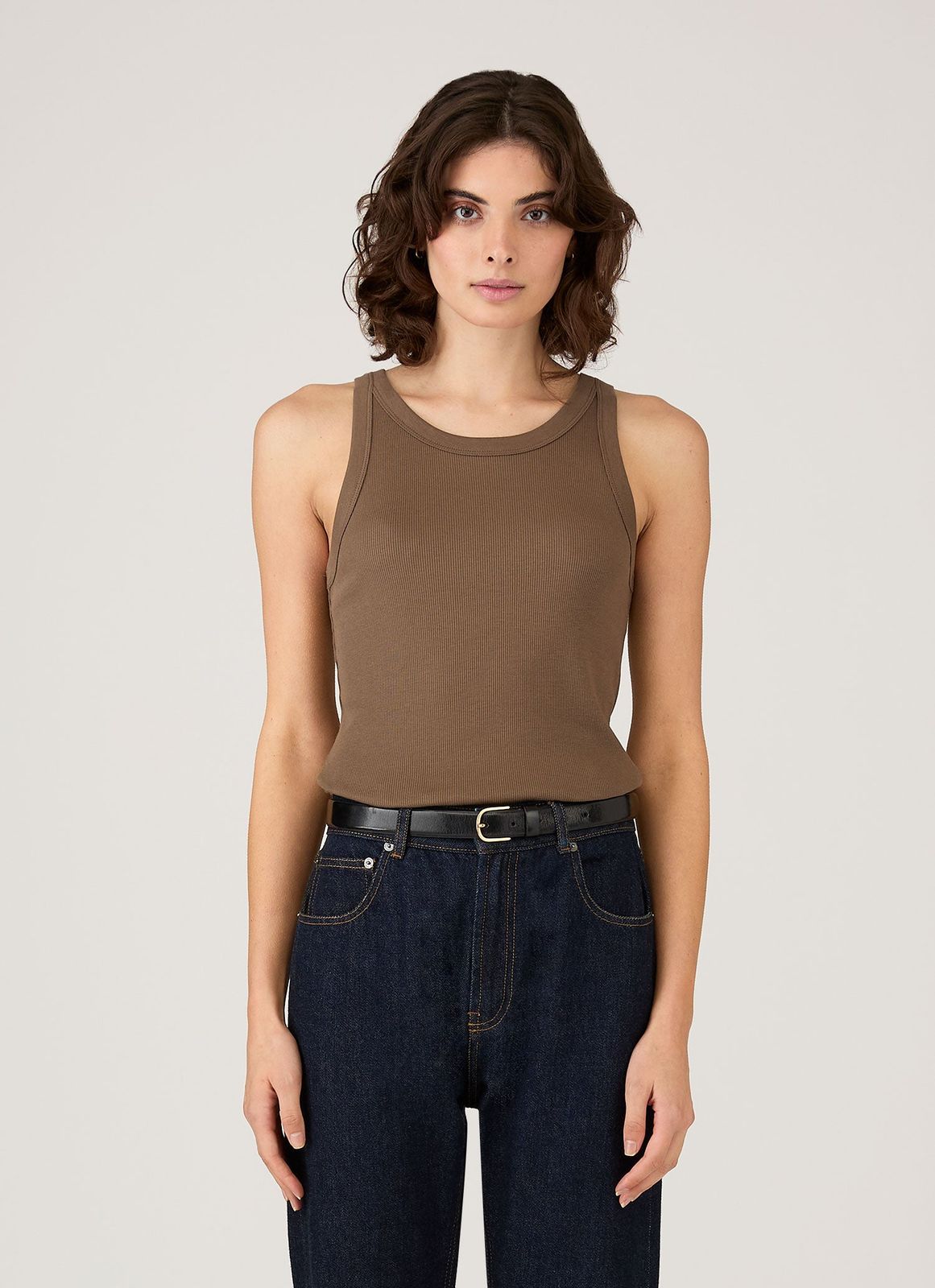 Women's Ribbed Tank Top in Dark Cedar