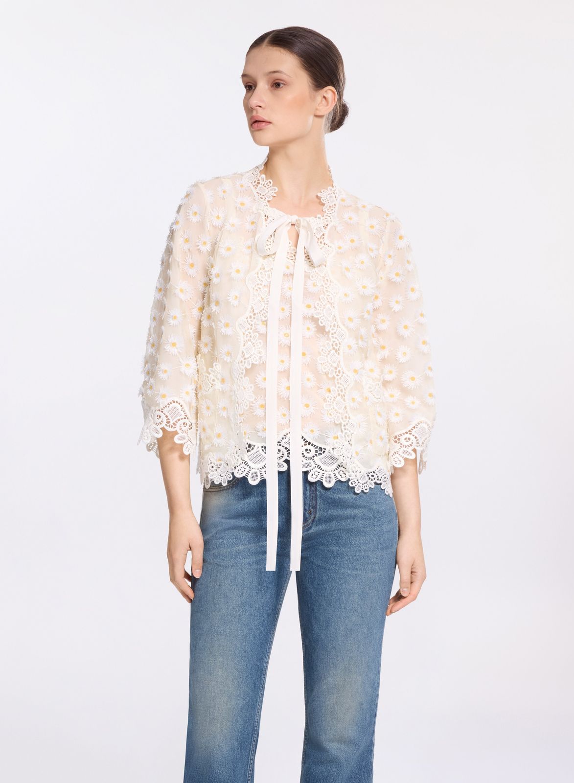 Tulle Embroidered Macramé Jacket