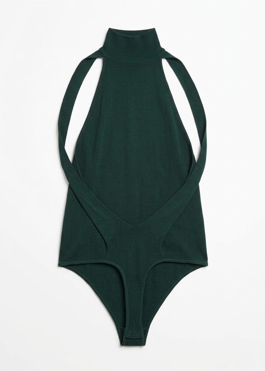 Maxen Mock Neck Bodysuit - Deep Green