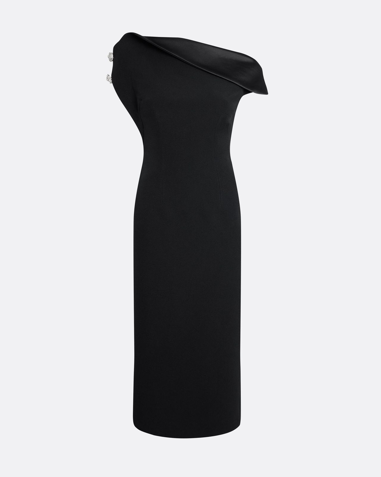 Reina Midi Dress In Black With Crystal