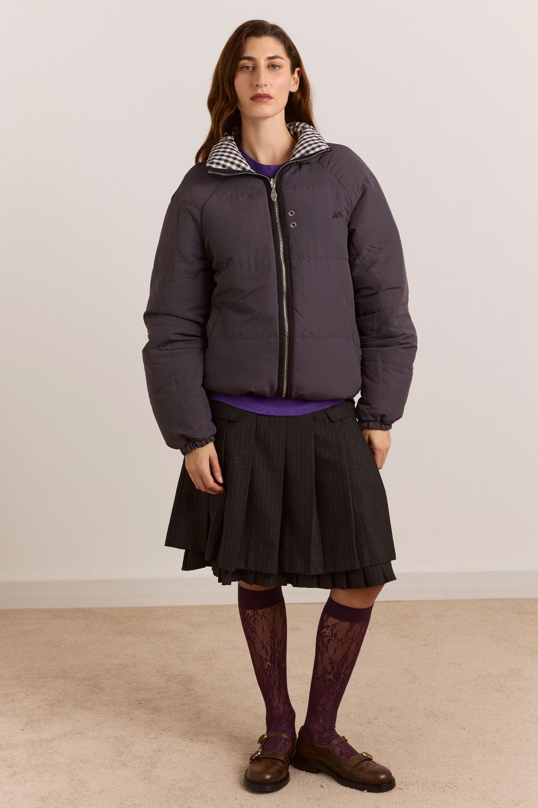 Reversible Opal Puffer- Mix Gingham