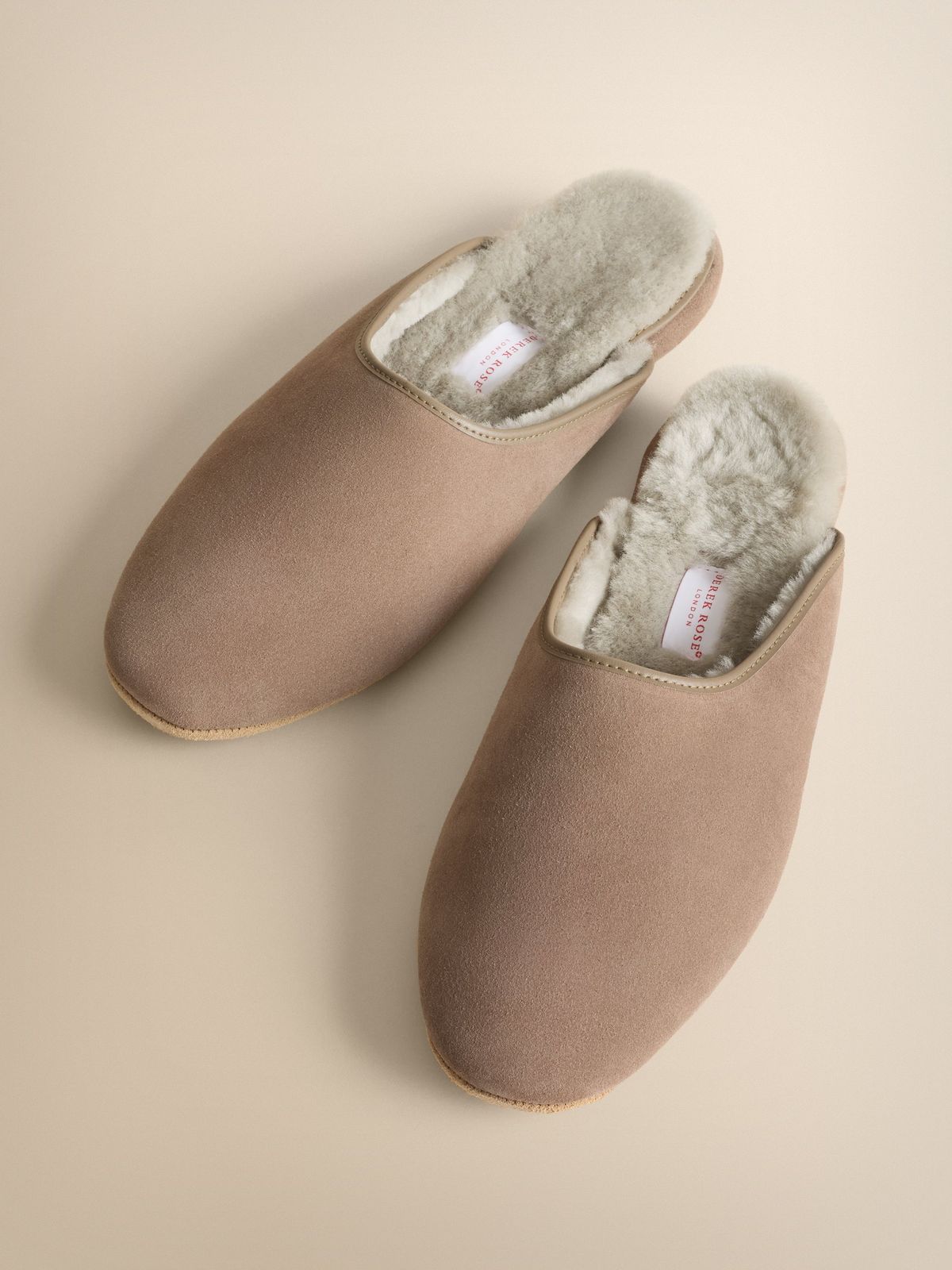 Douglas Suede & Sheepskin Mule Slippers Beige