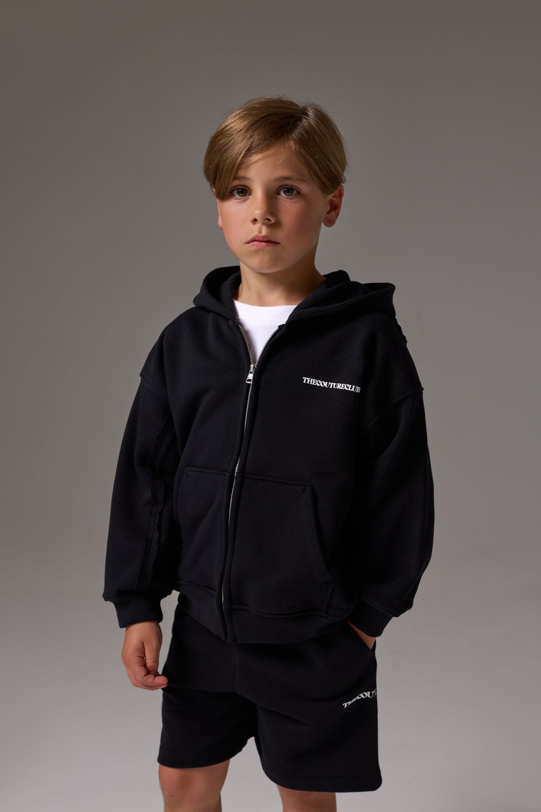 JUNIOR COPYRIGHT ZIP THROUGH HOODIE - BLACK