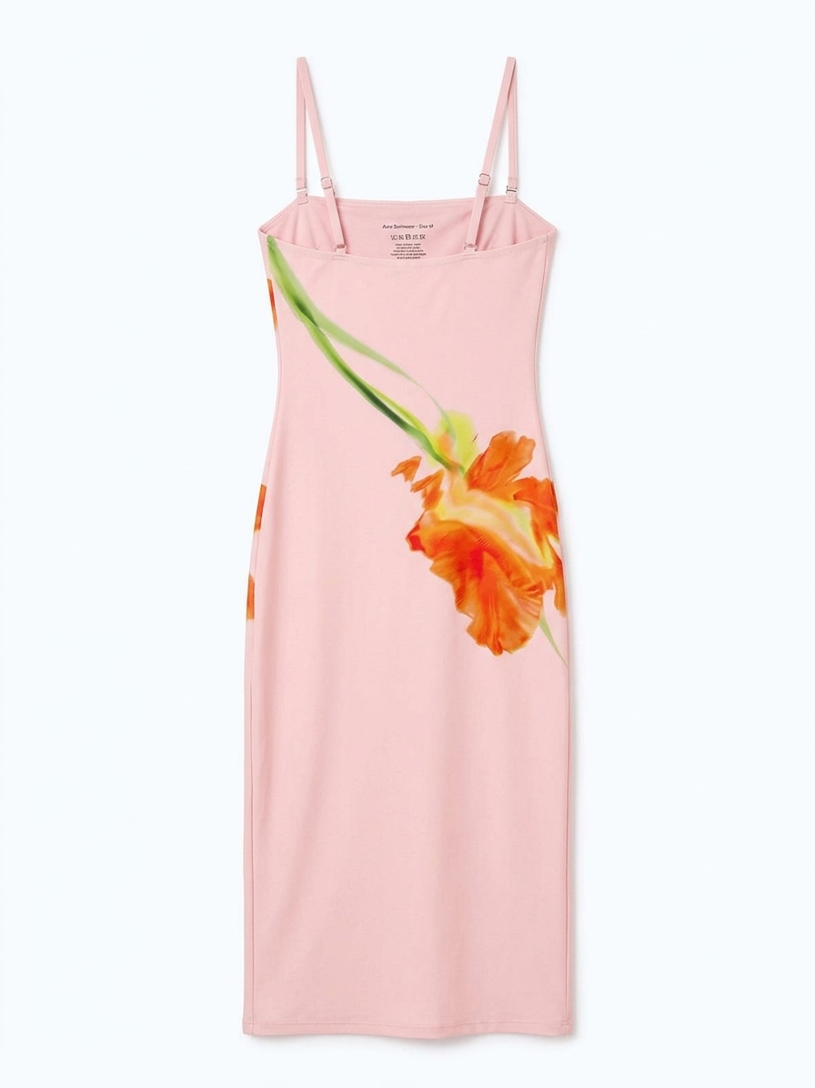 Ibiza Swimsuit In Pink Glitched Floral Placement