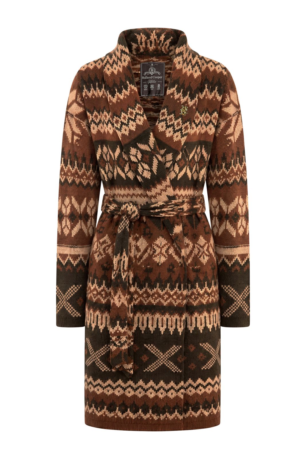 Montana Longline Cardigan (brown Fairisle)