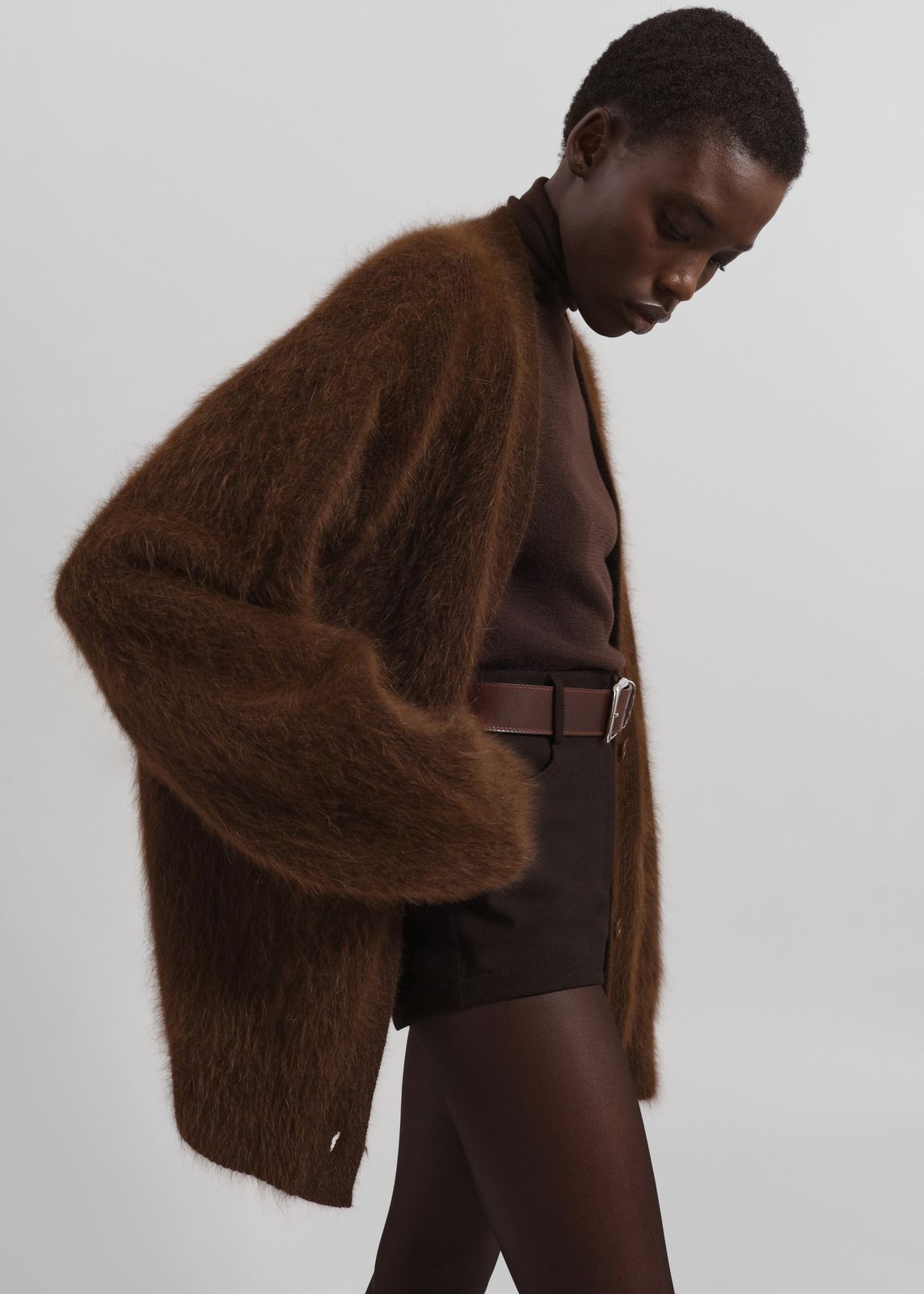 Elland Oversized Alpaca Cardigan - Olive Brown