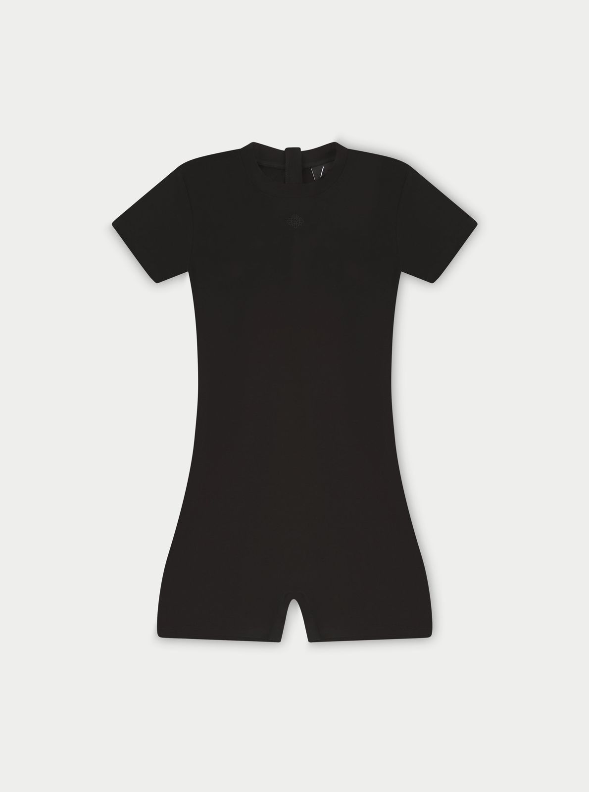 SOFT TOUCH SHORT SLEEVE FITTED UNITARD - BLACK