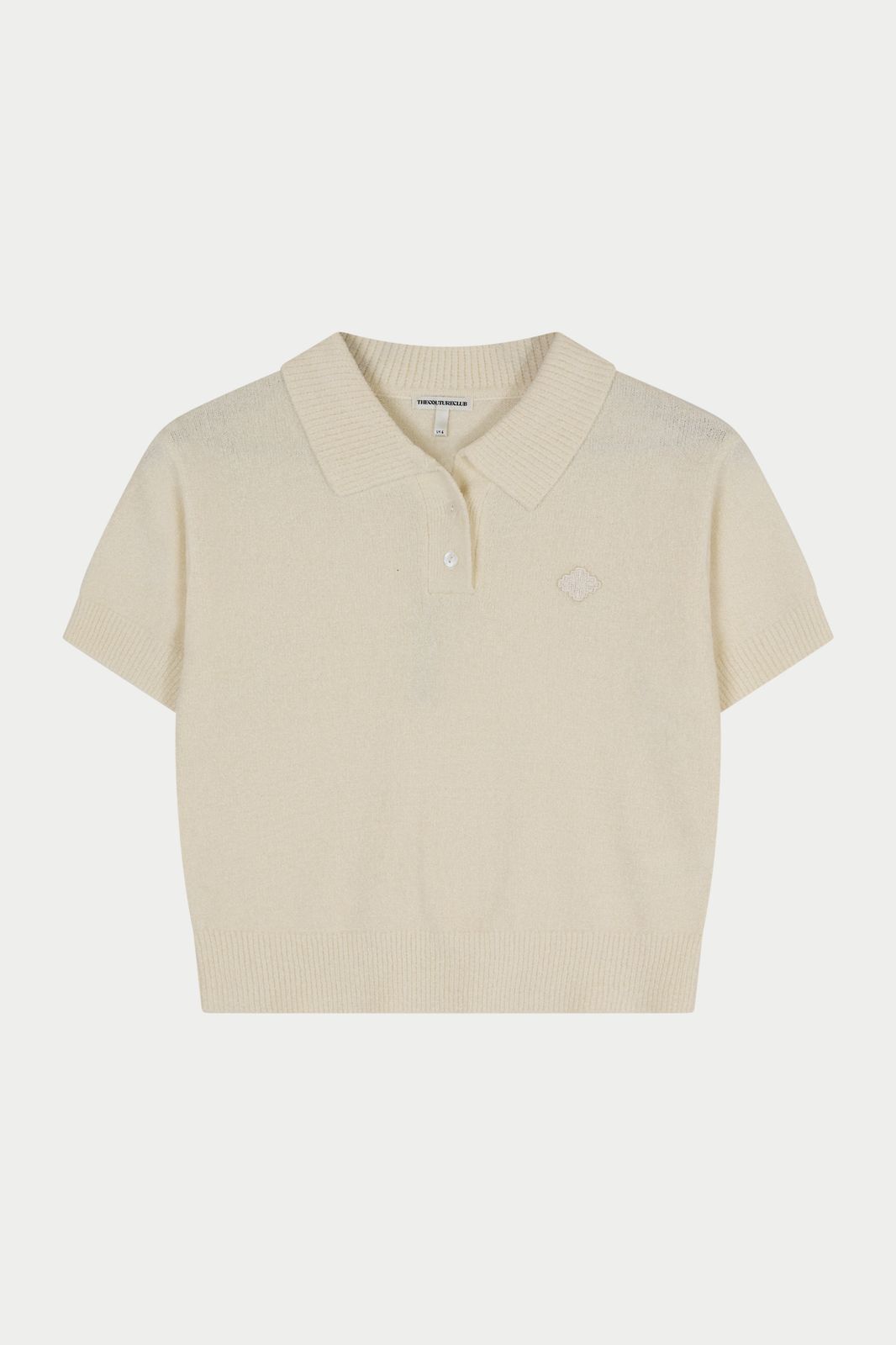 TOWELLING OPEN COLLAR T-SHIRT - WHITE