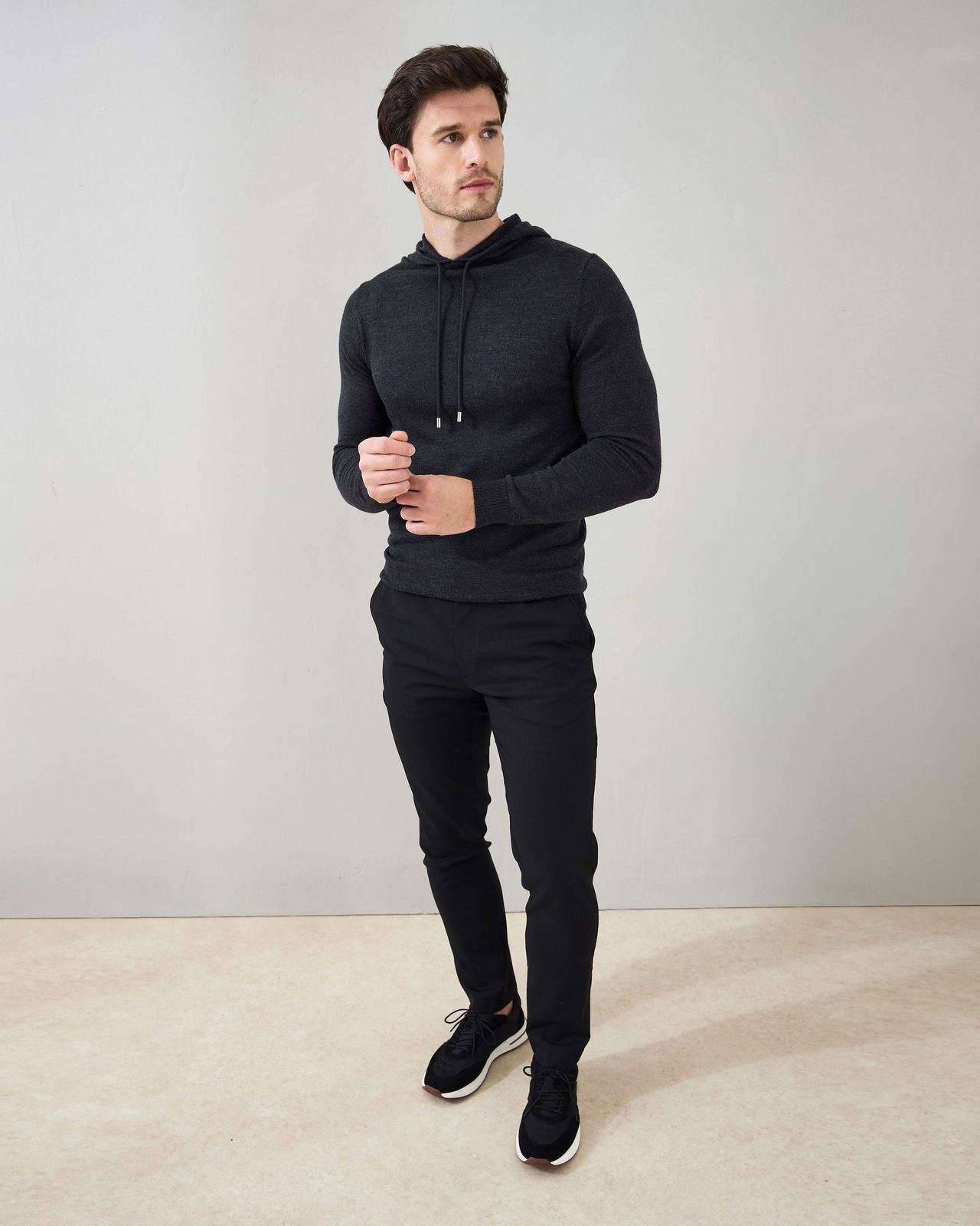 'Sorrento' Merino Hoodie in Charcoal
