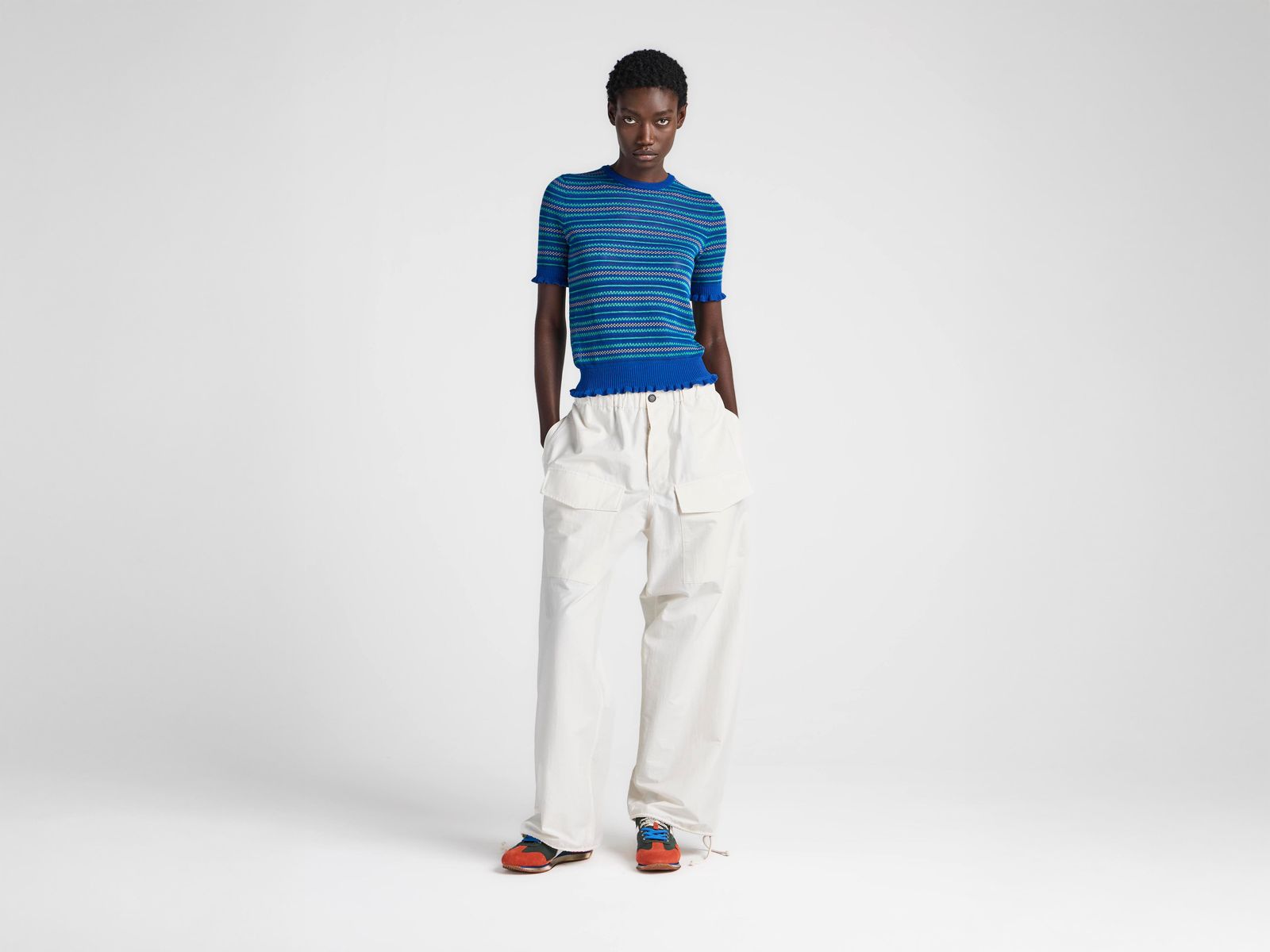 WOMENS SHEER FAIRISLE TOP IN COBALT