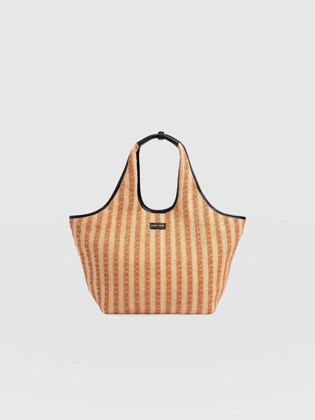Large Stella Shoulder Tote Bag - Orange Raffia