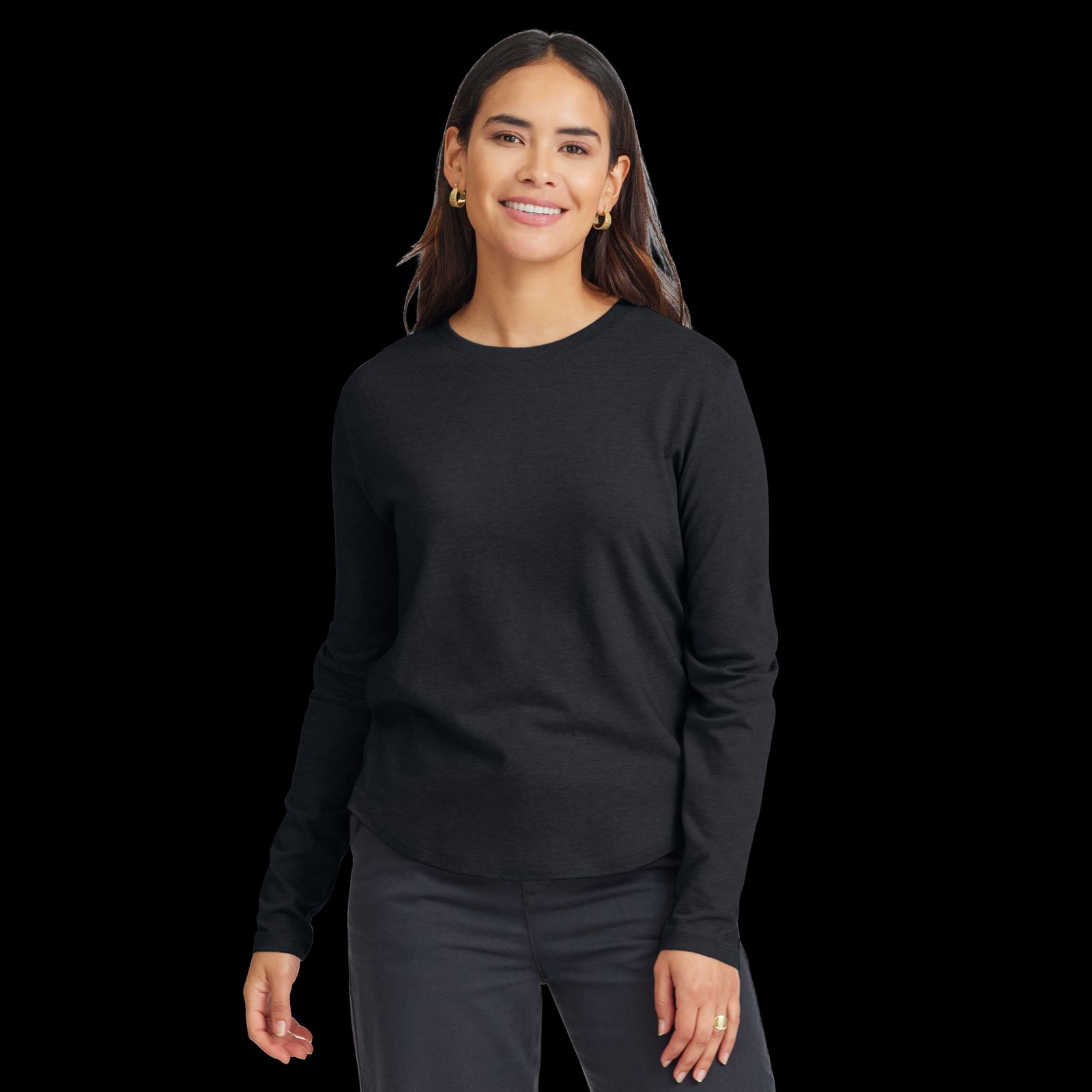 Women's Soft Merino Long Sleeve Tee - True Black