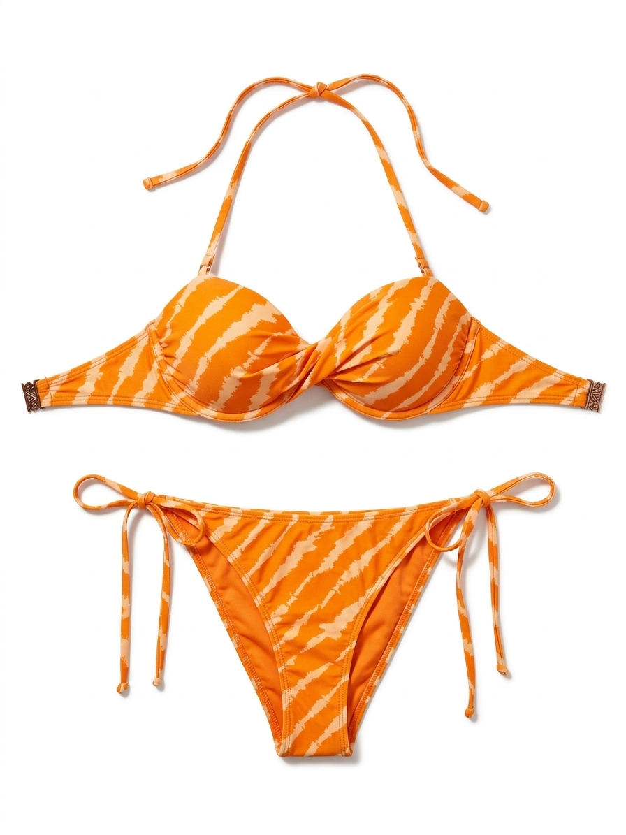 Trixie Orange Tie Dye Twist Front Bikini Top