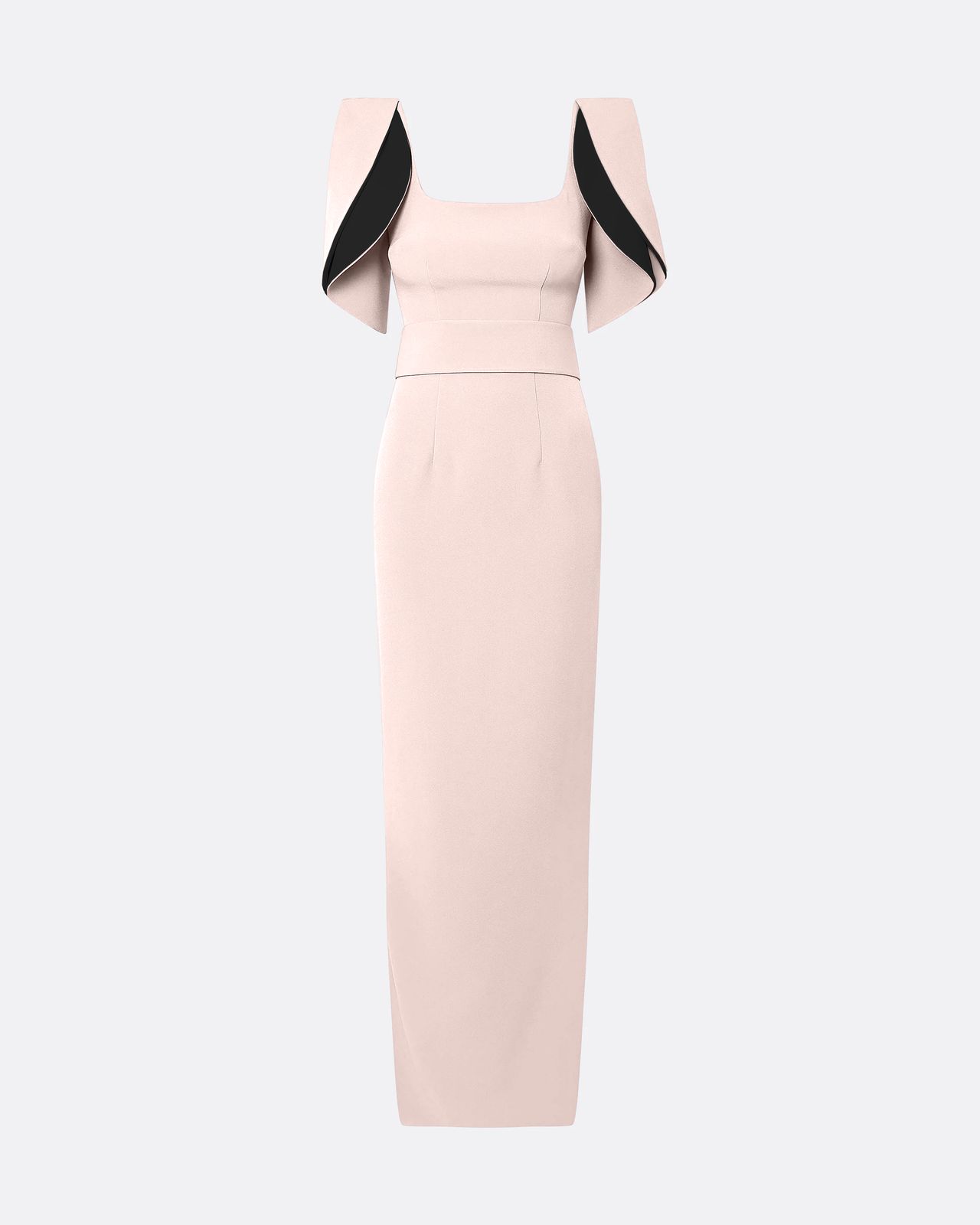 Dara Long Dress In Pale Pink & Black