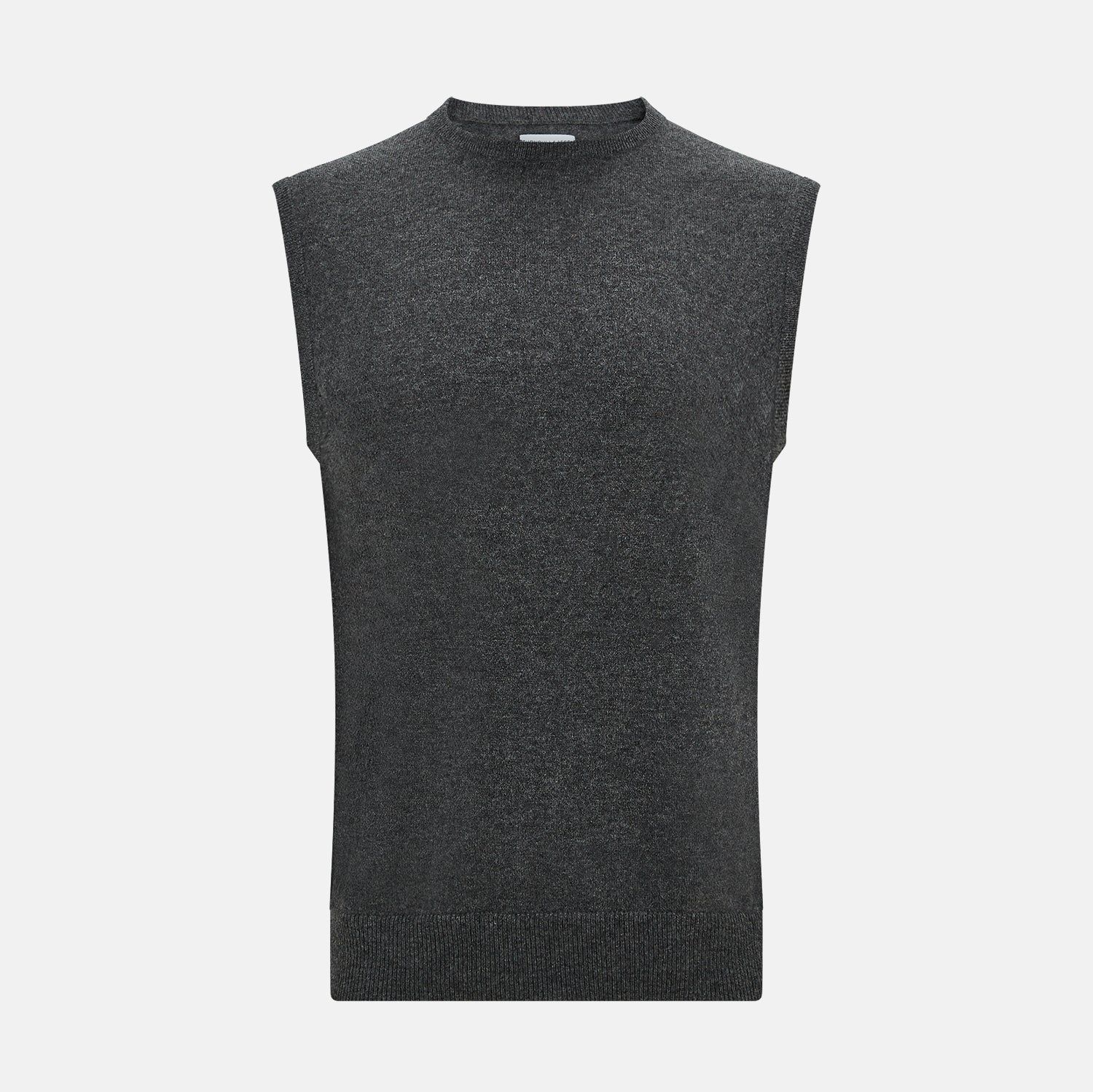 Charcoal Grey Cashmere Round Neck Vest