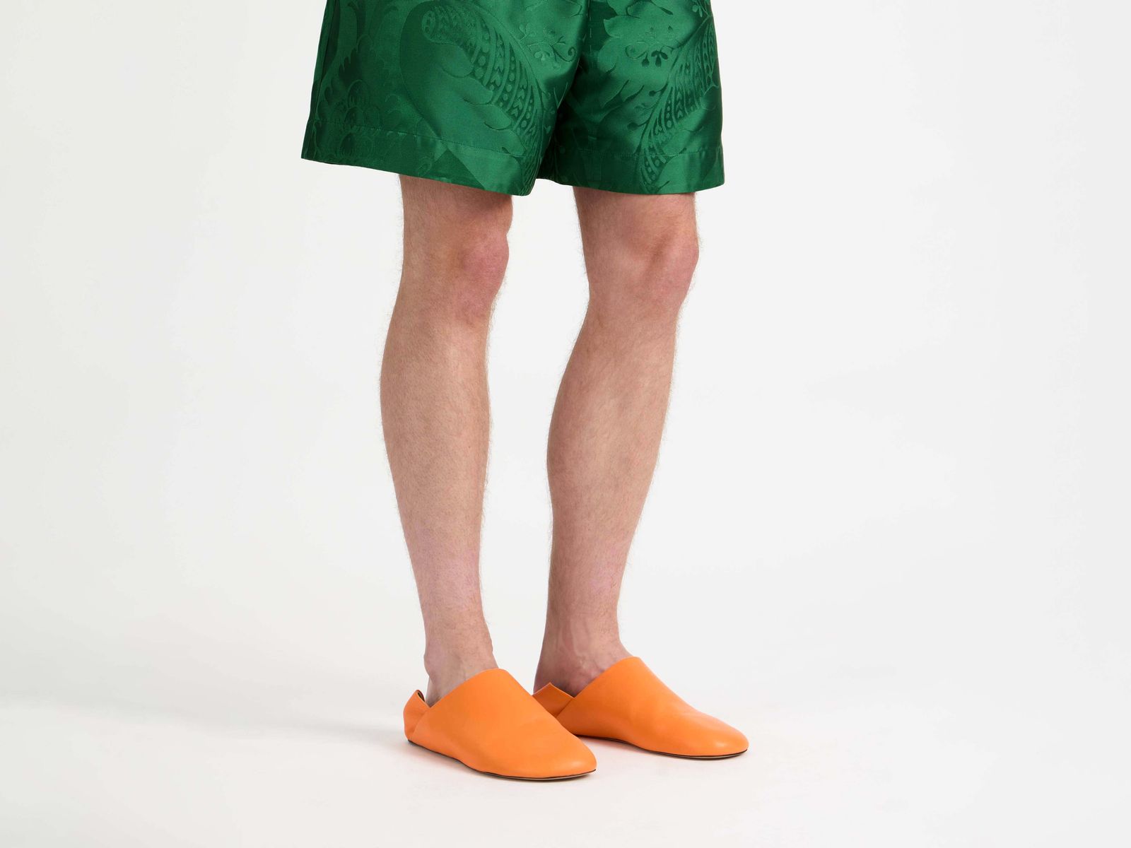 MENS SLIPPER MULES IN ORANGE