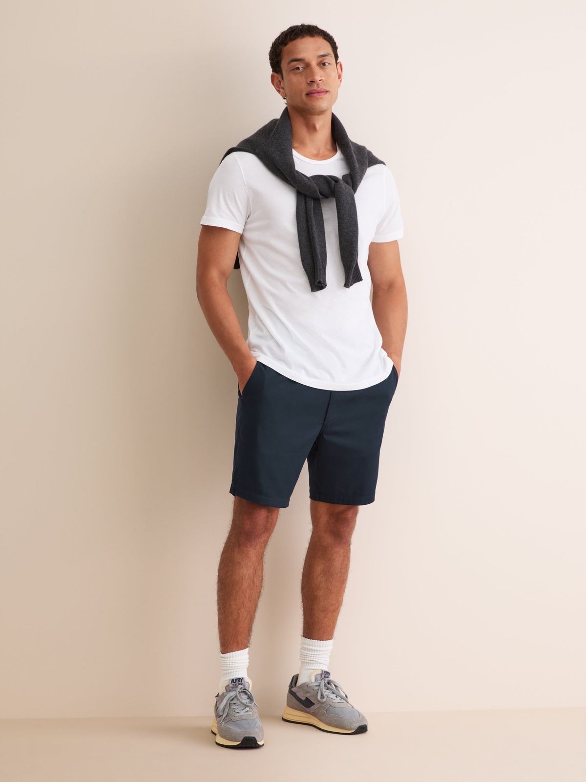 Harris Cotton Blend Shorts Navy Blue