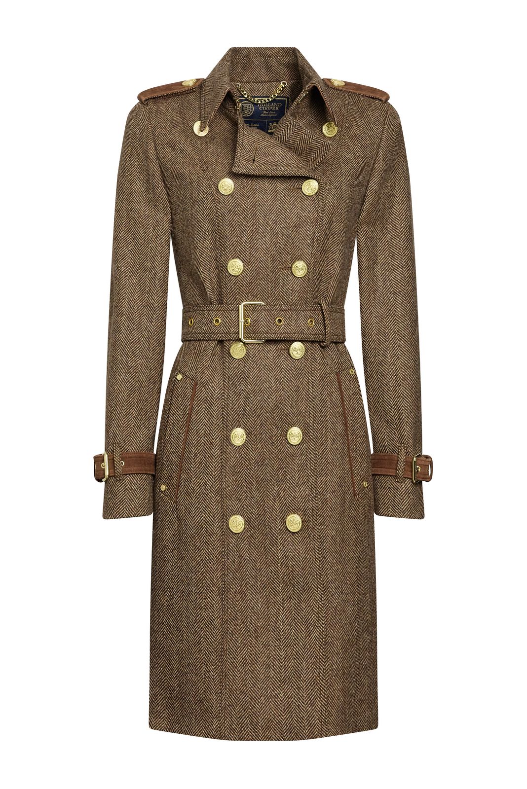 Marlborough Trench Coat (large Scale Brown Herringbone)