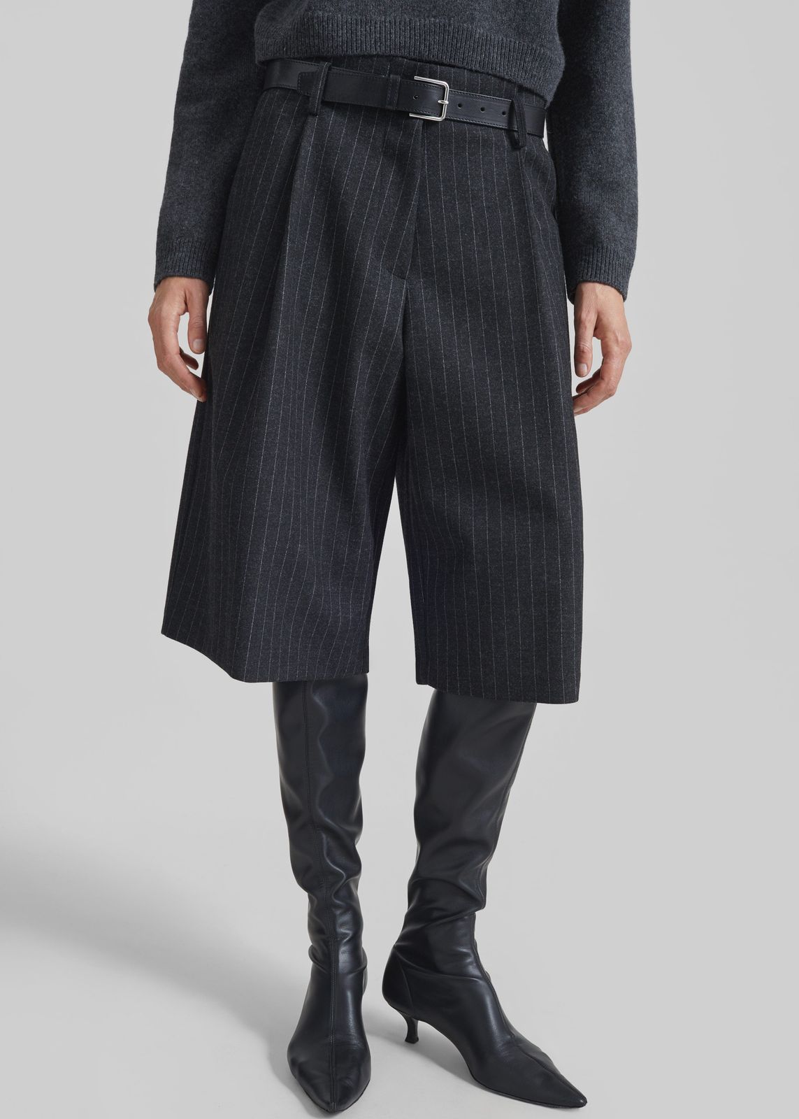 Carlow Bermuda Shorts - Charcoal/White Pinstripe