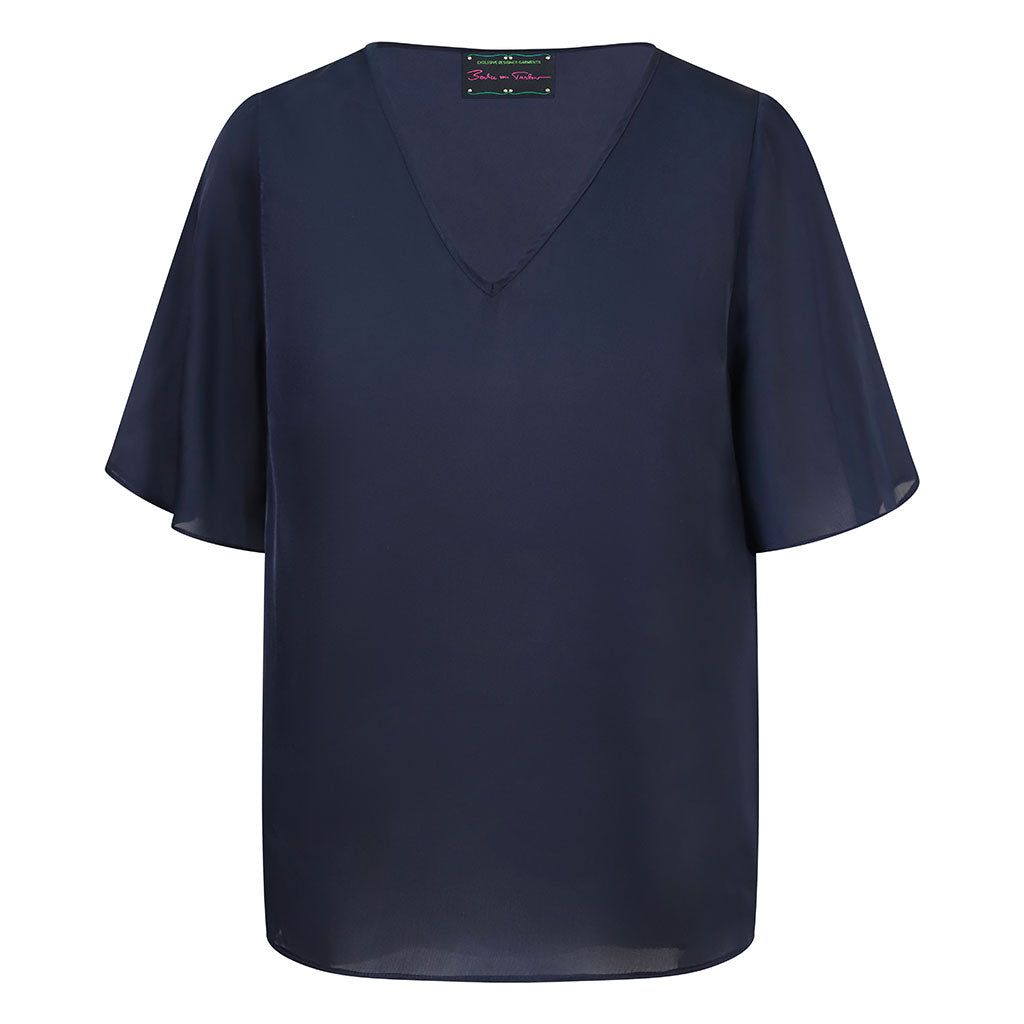 Navy Flare Sleeve Top