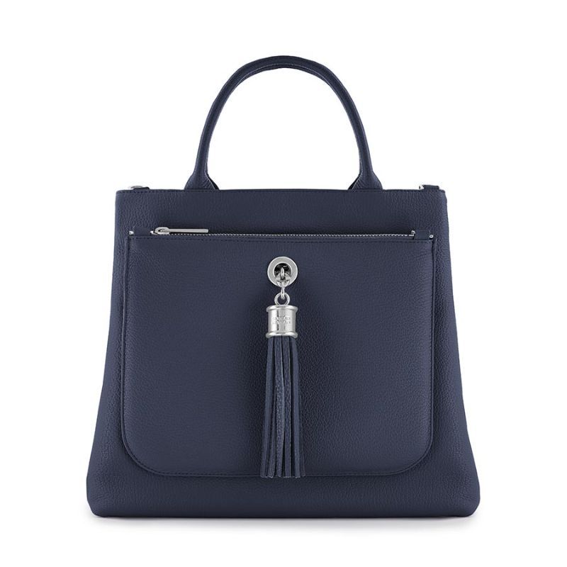 Dahlia Tote | Navy with Silver hardware