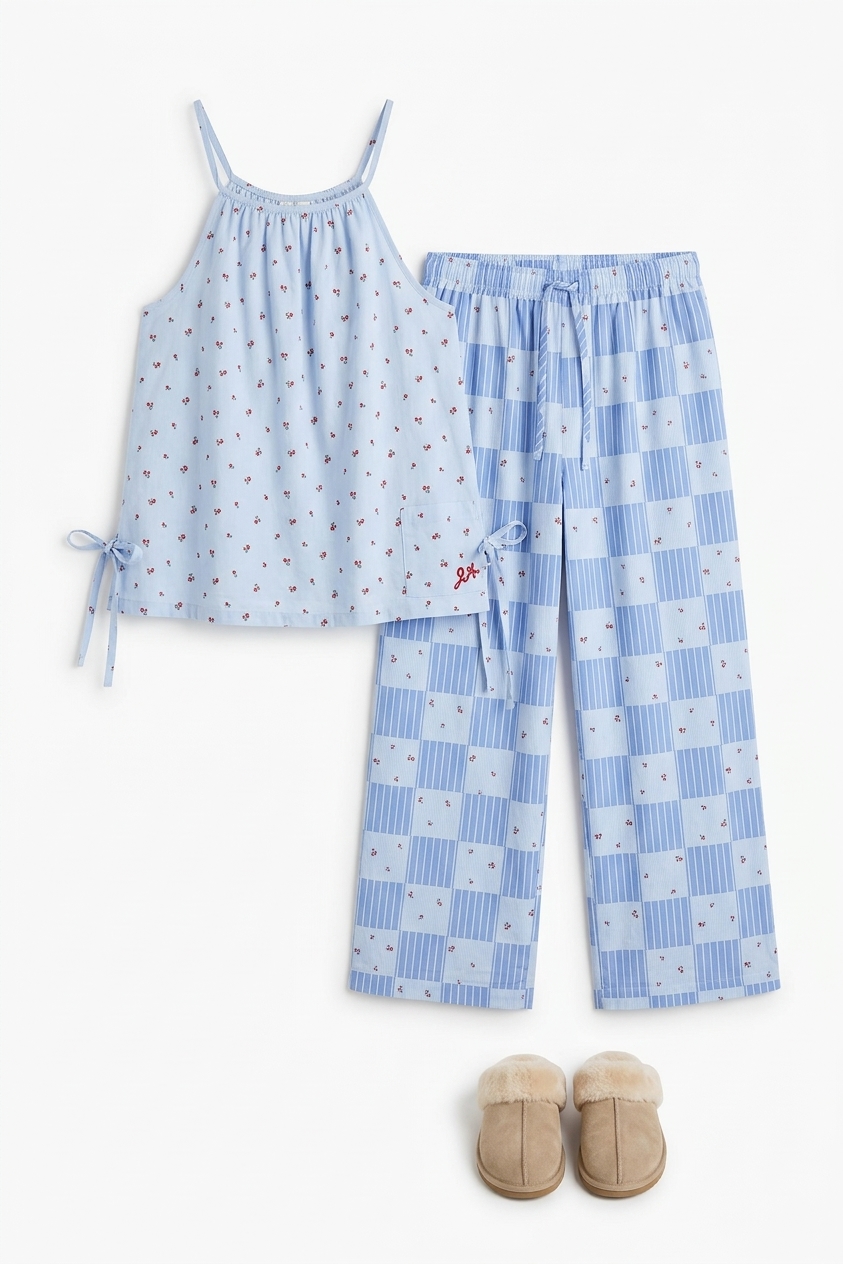 Eluna Cami - Blue Stripe & Floral Print