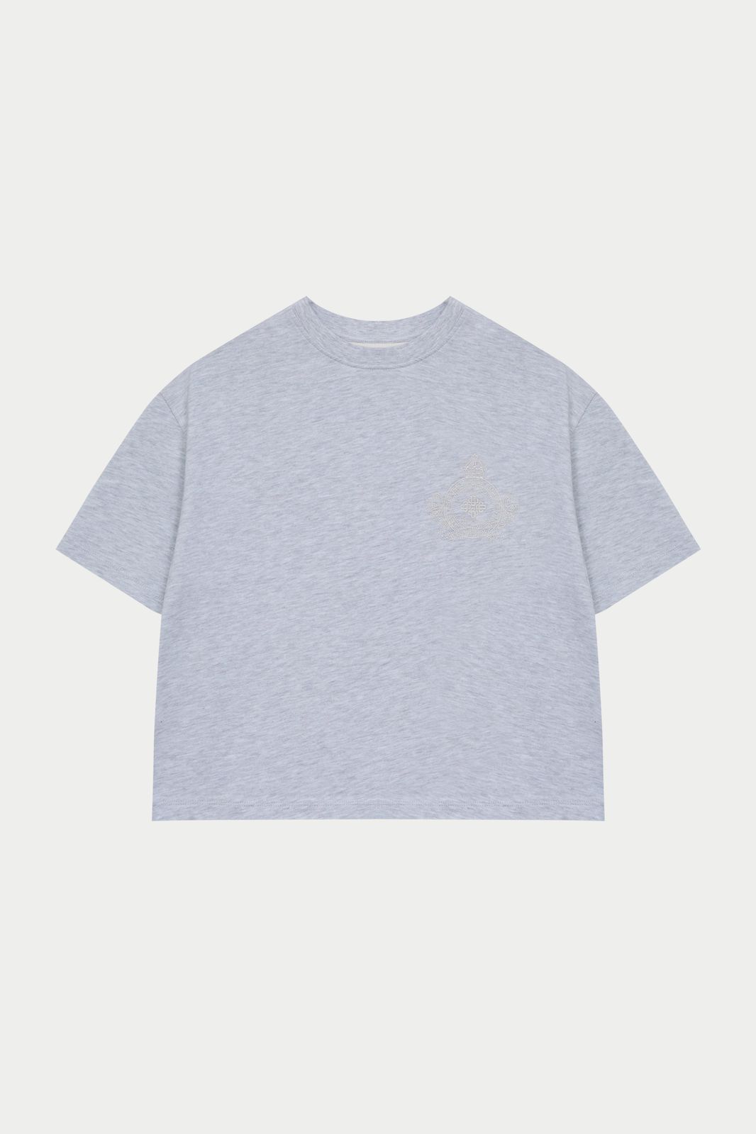 EMBROIDERED CREST T-SHIRT - GREY MARL