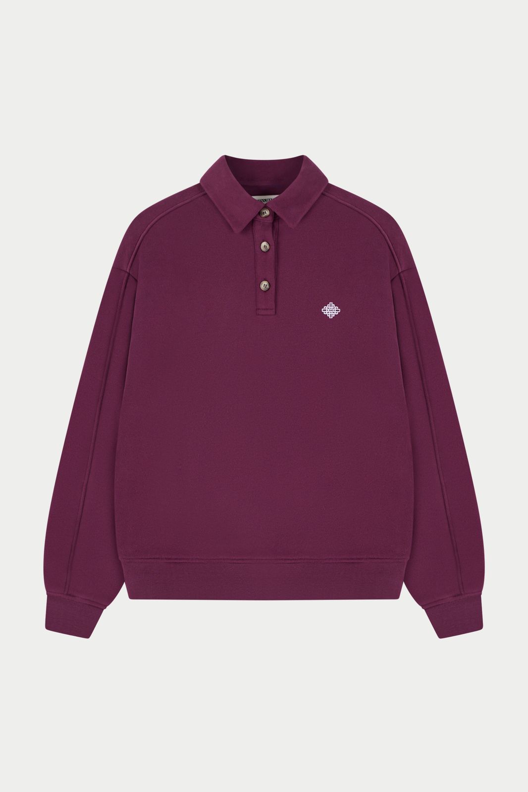 EMBLEM EMBROIDERED RUGBY POLO - PLUM