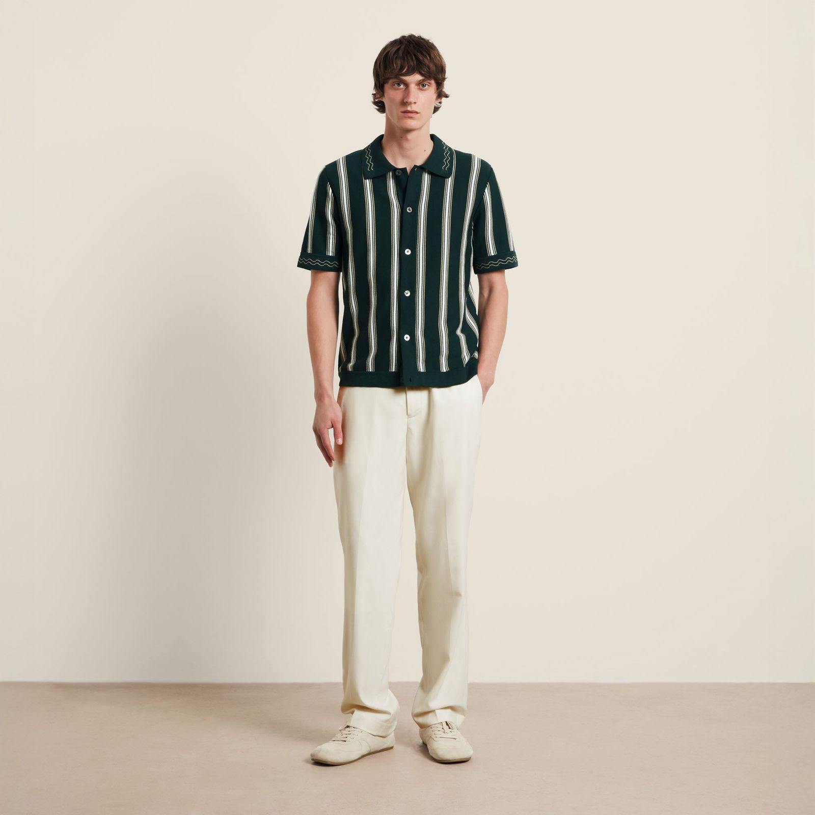Sawyer Knitted Polo - Pine Green