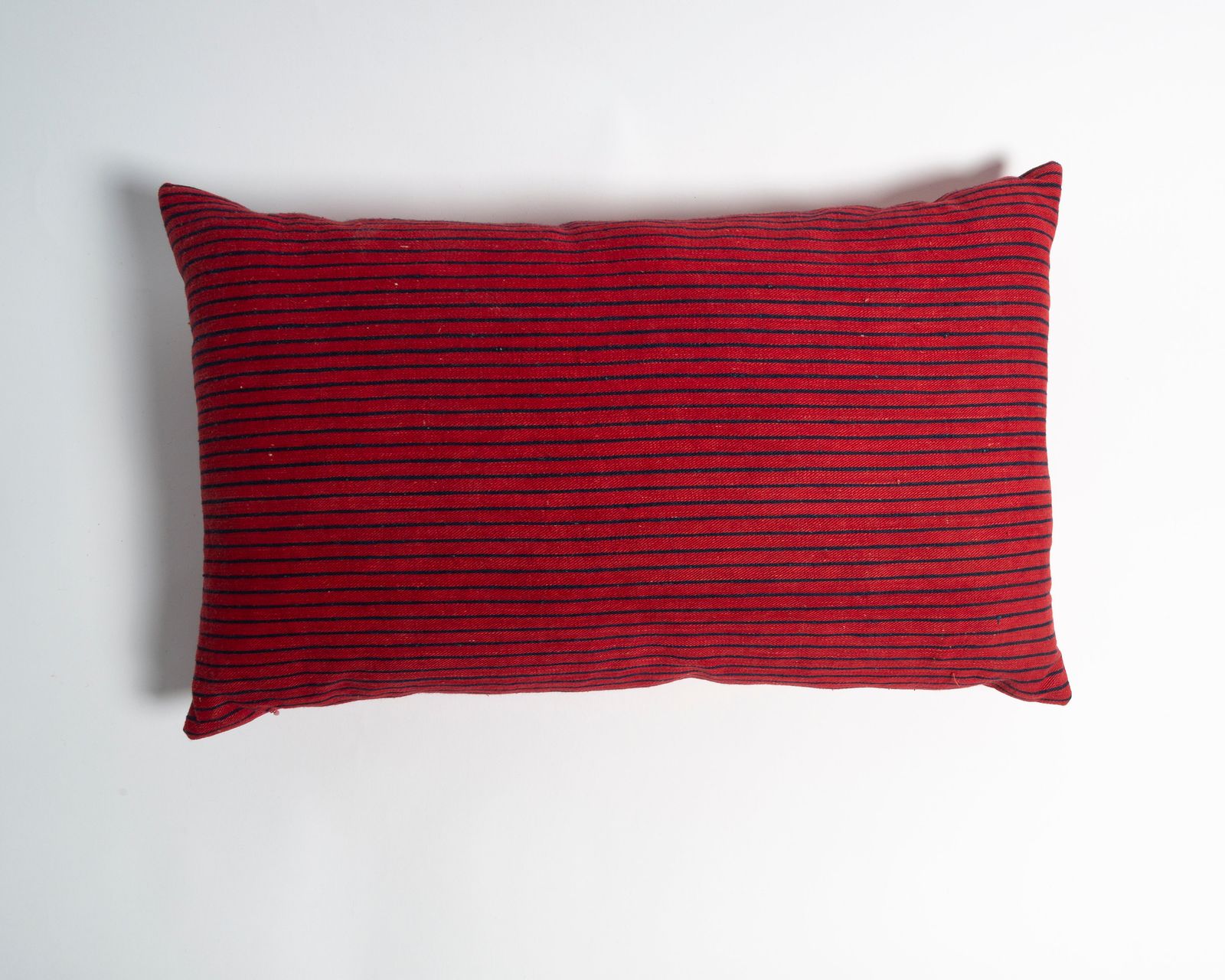 THE DYEWORKS CUSHION IN FRENCH INDIGO AND RED STRIPE