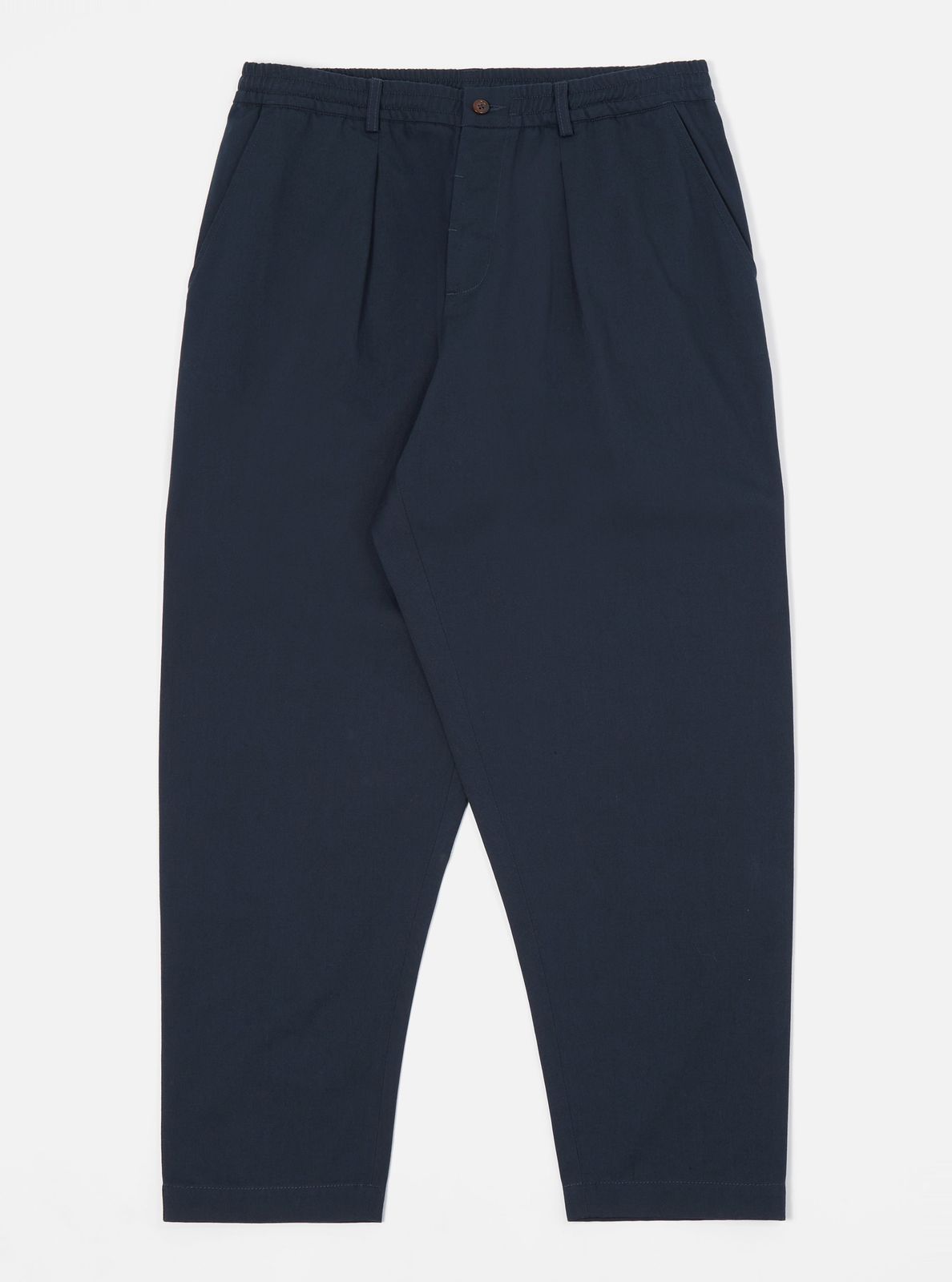 Navy Twill Pleated Track Pant