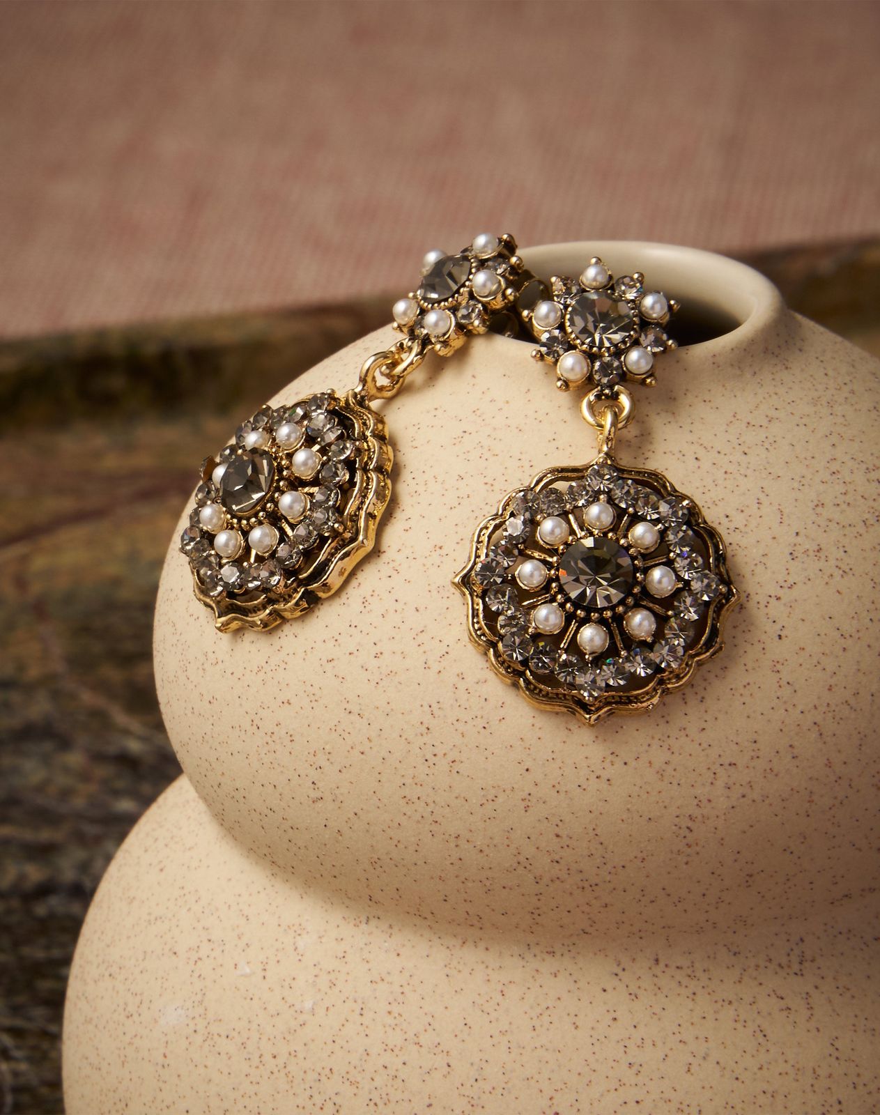 Antique Crystal & Pearl Drop Earrings