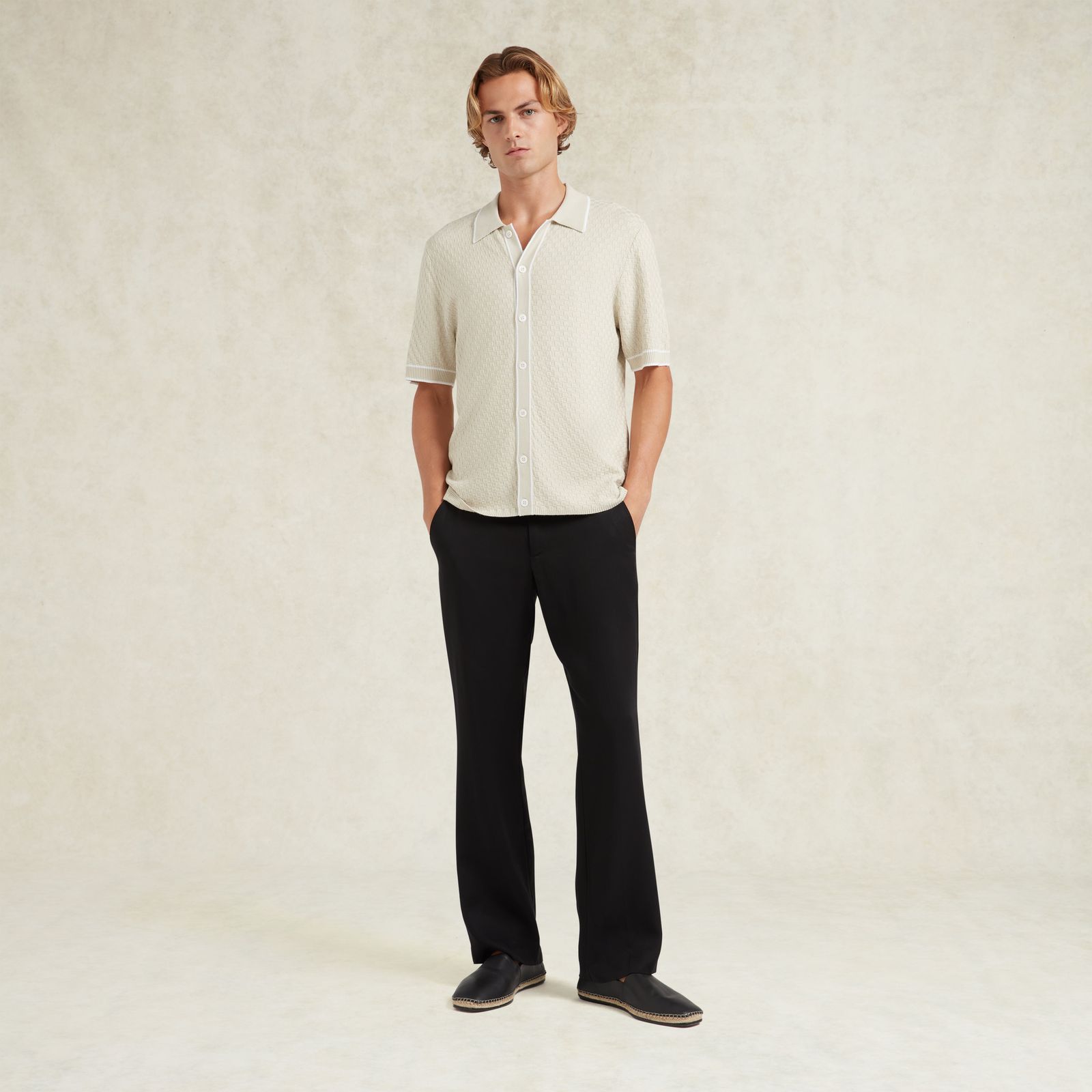 Checkerboard Knit Shirt - White