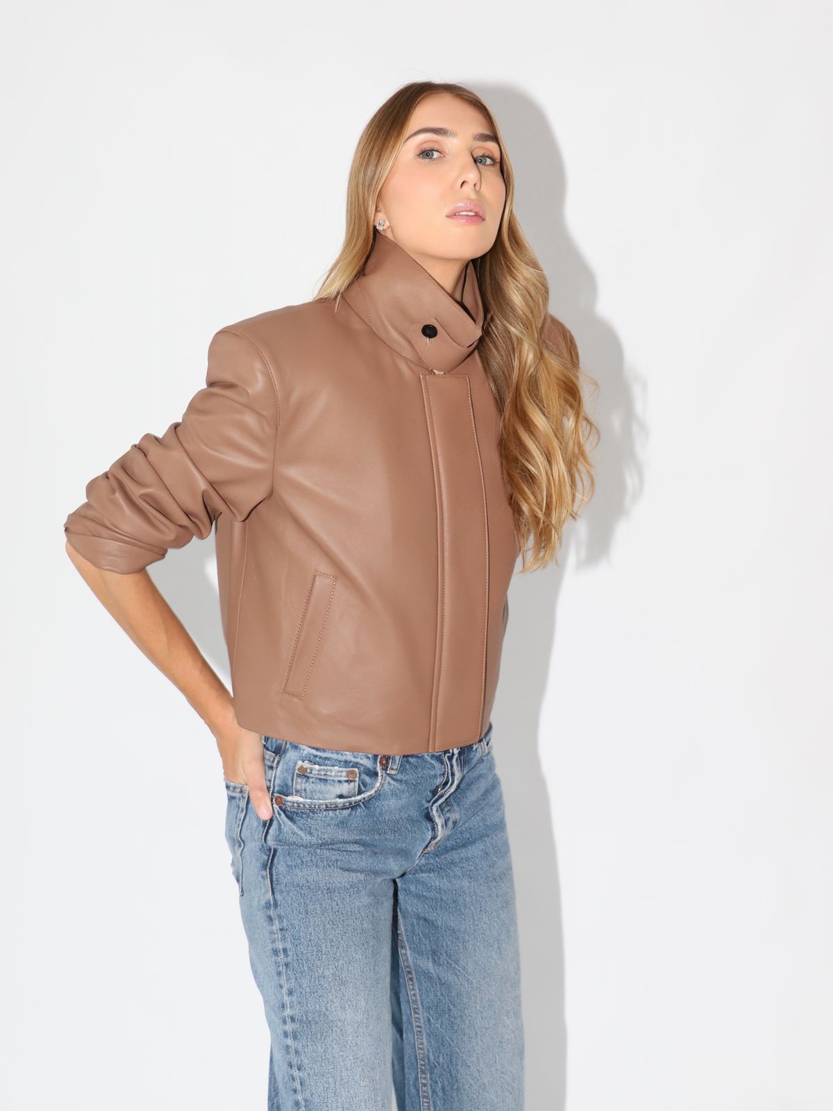 The Mindy Leather Jacket Brick