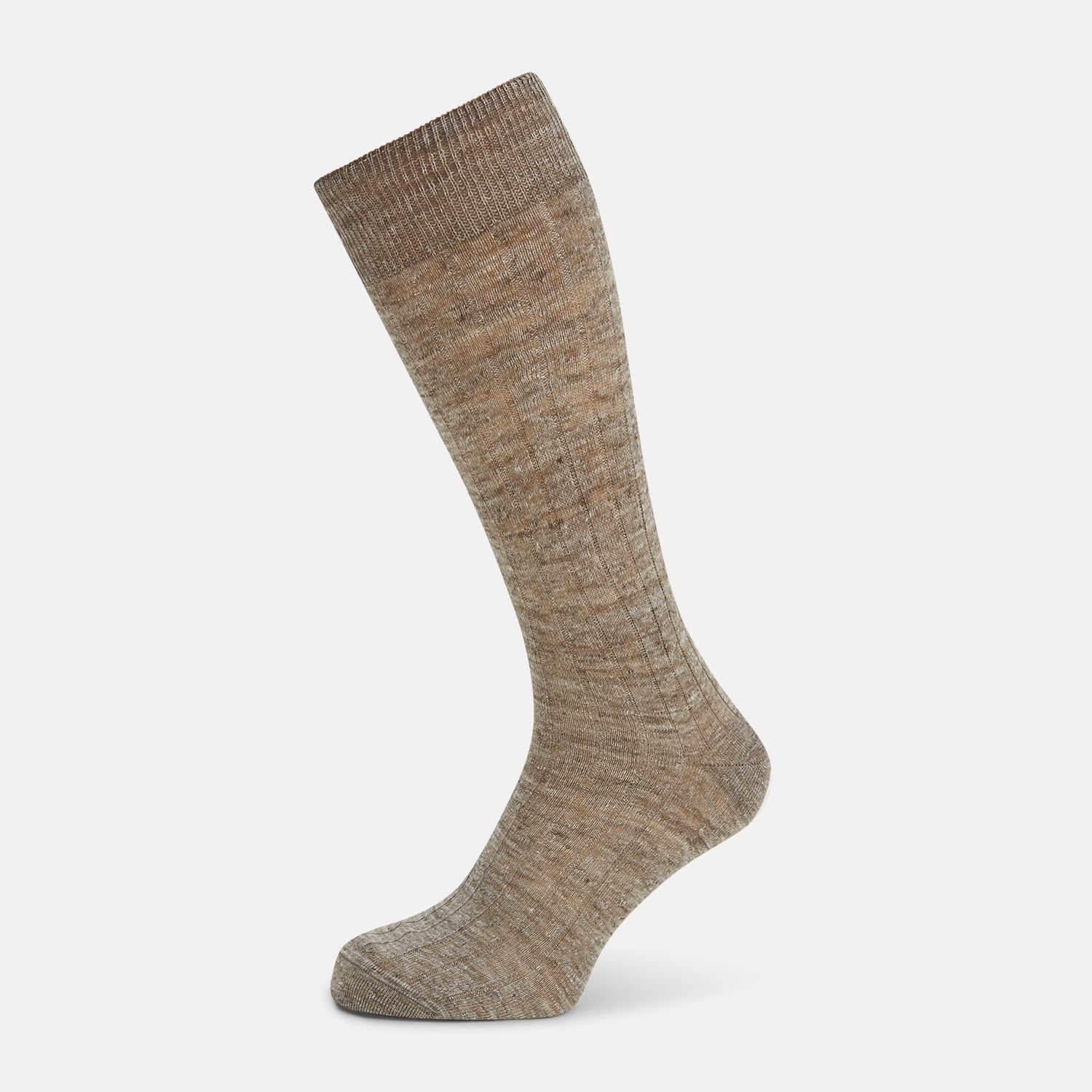 Coffee Linen Mid-Length Socks