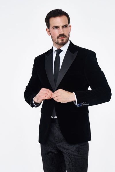 Cavani Rosa Black Velvet Blazer
