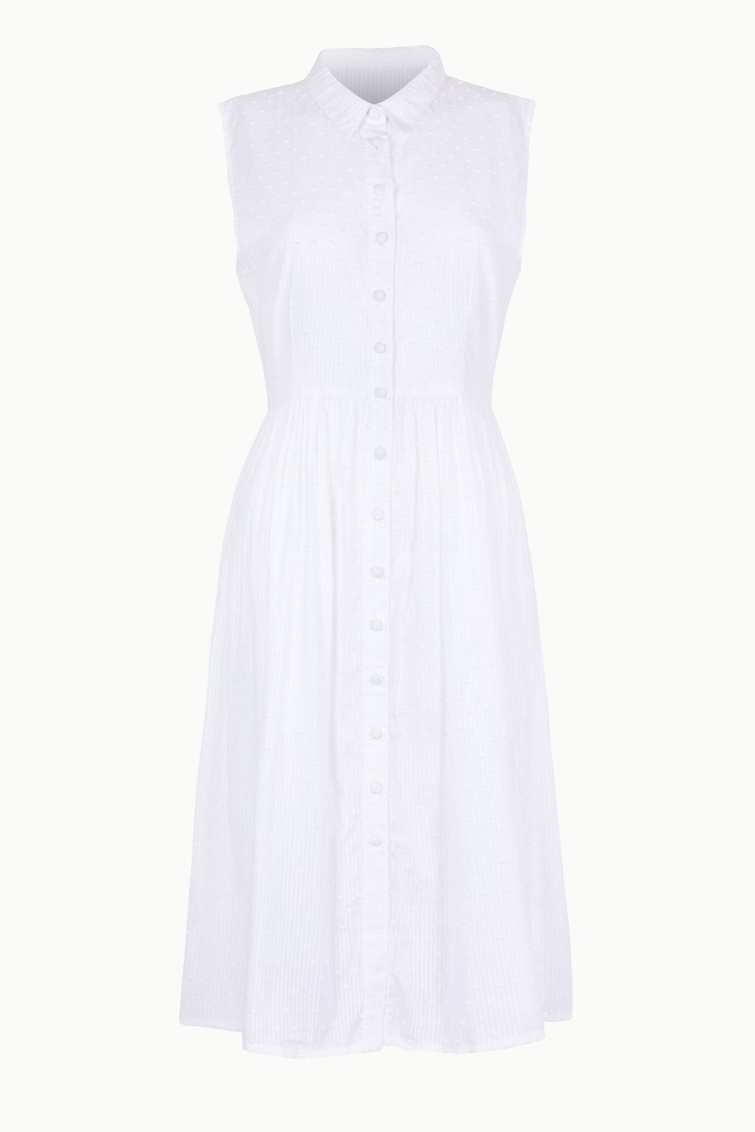 The Kōr Shirt Dress White Dobby made from Deadstock Fabrics