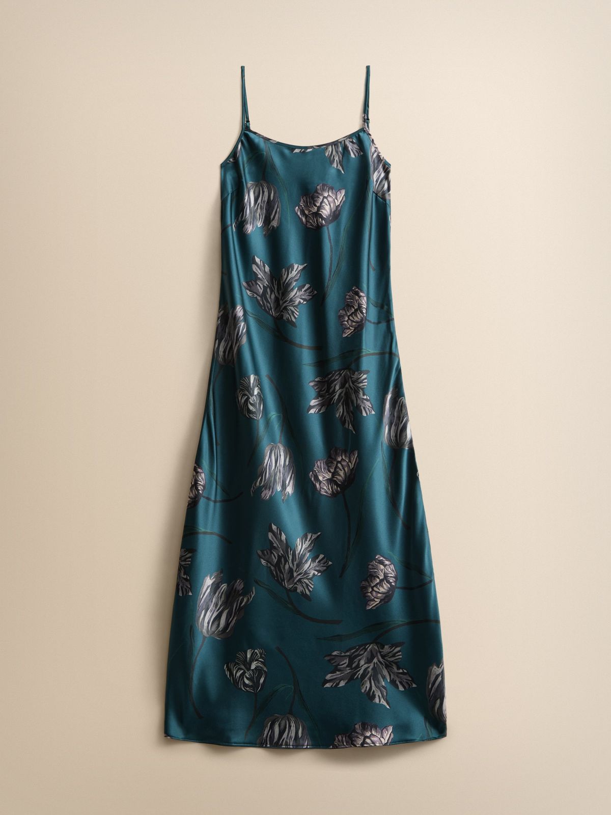 Brindisi Silk Slip Nightdress Teal & Grey Tulip
