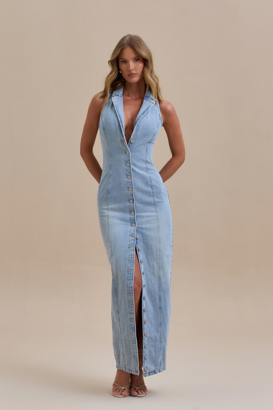 KENNY MAXI DRESS | MID WASH DENIM