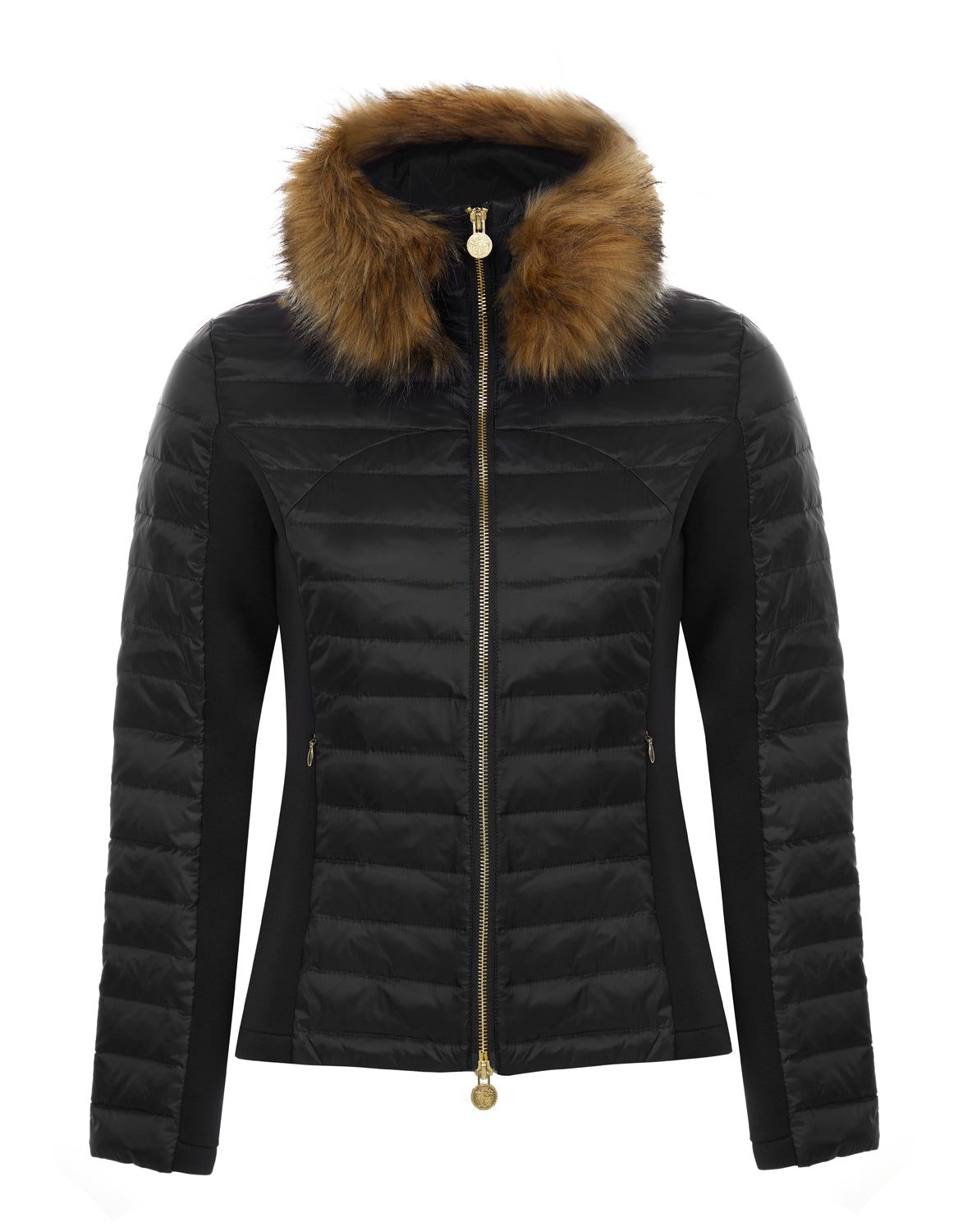 Black Puffer Jacket - Luxe Faux Fur Collar - 60% Off