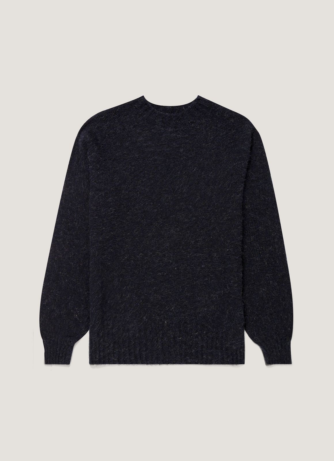 Men's Shetland Crew Neck Jumper in Dark Navy Mouline