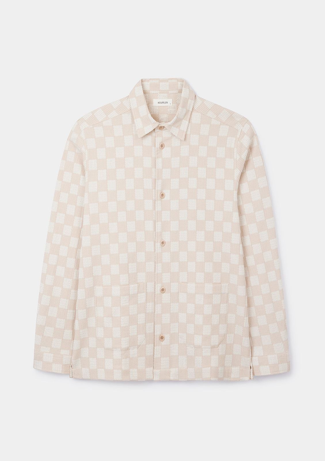 Beige Yarn Check Overshirt