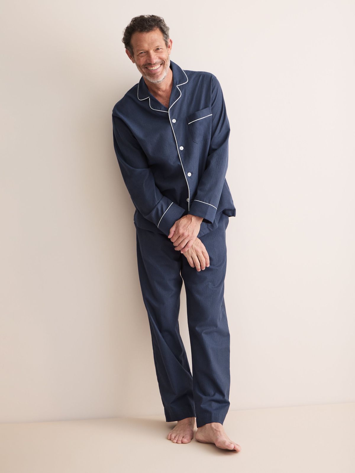 Balmoral Brushed Cotton Pyjamas Washed Navy