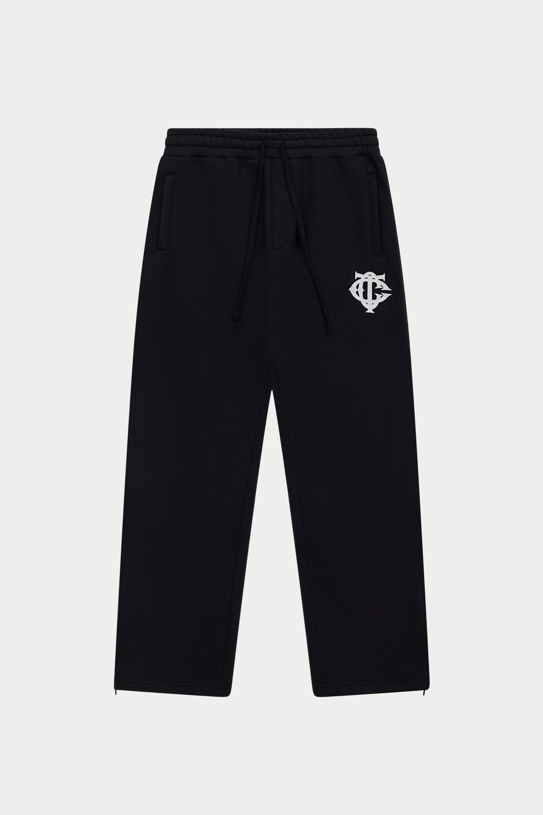 HEAVYWEIGHT MONOGRAM APPLIQUE EMBLEM JOGGERS - BLACK