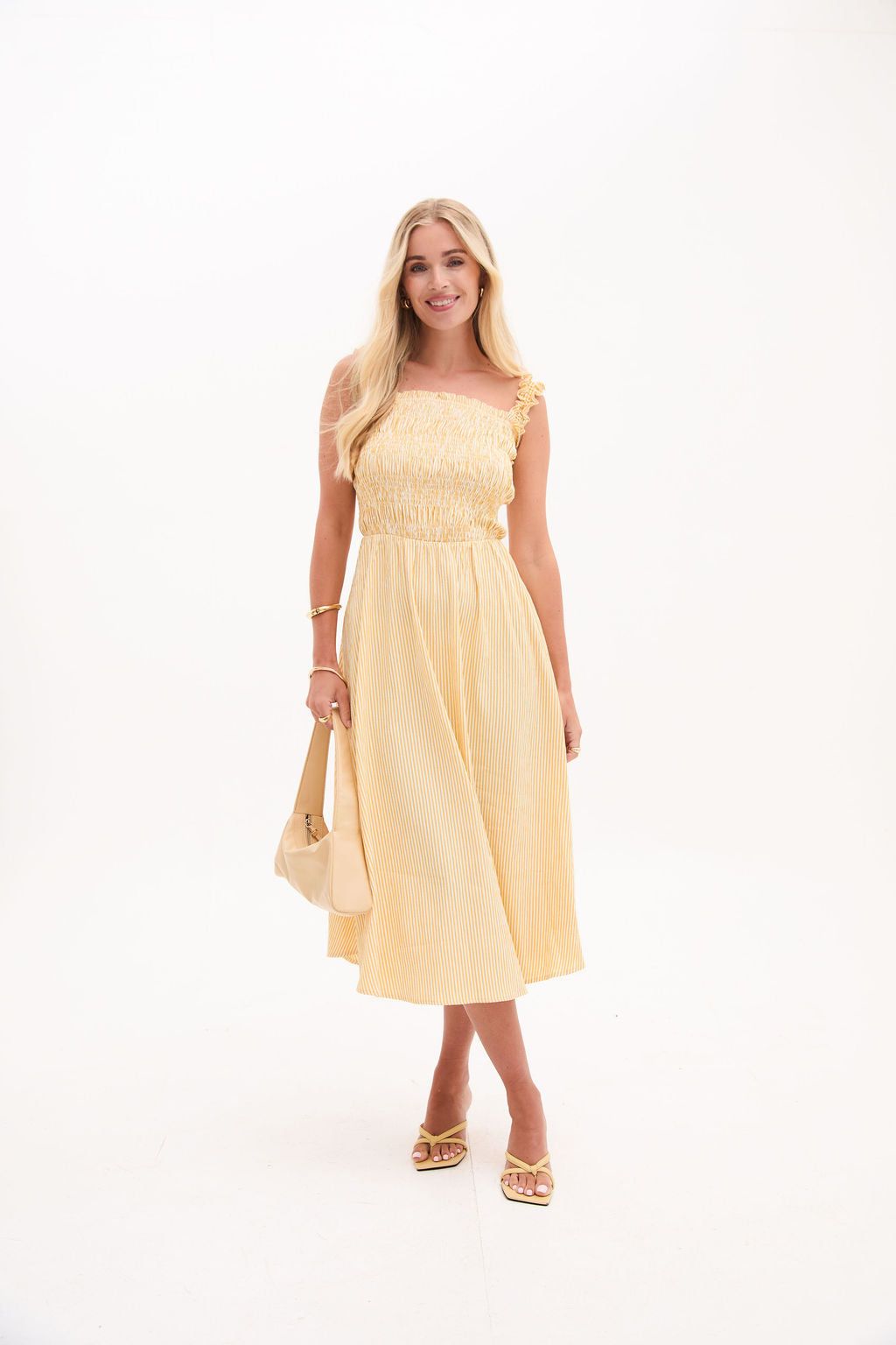 Katie Yellow & White Stripe Dress