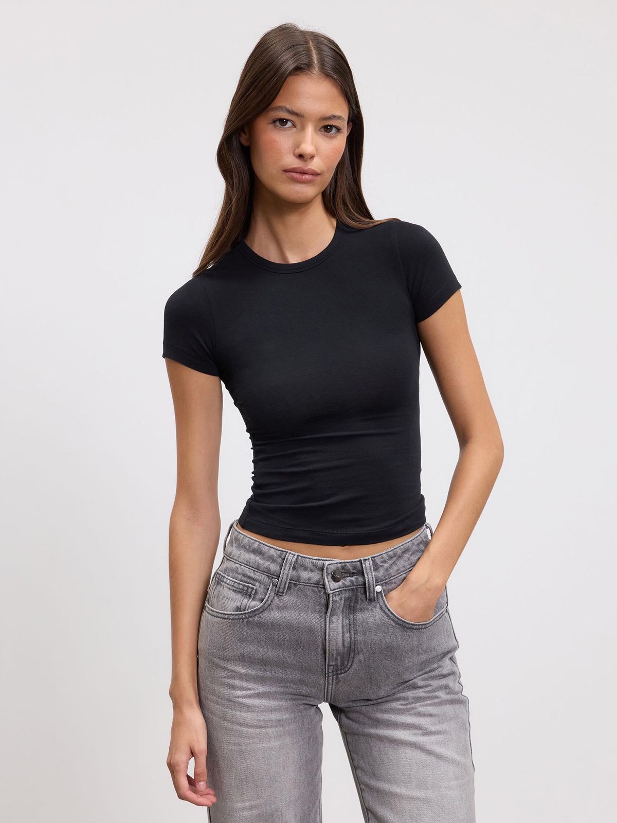Womens Cotton Jersey T-Shirt in Black