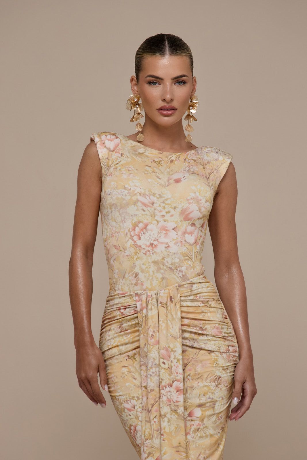 NARA SLEEVELESS BODYSUIT | YELLOW FLORAL