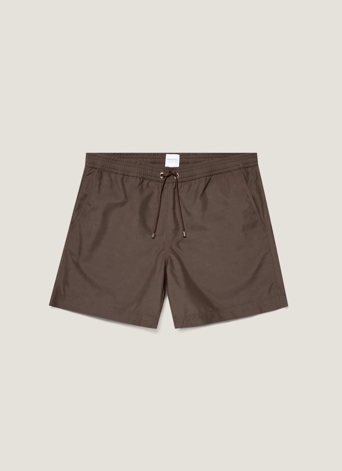 Men's Drawstring Swim Shorts in Dark Walnut
