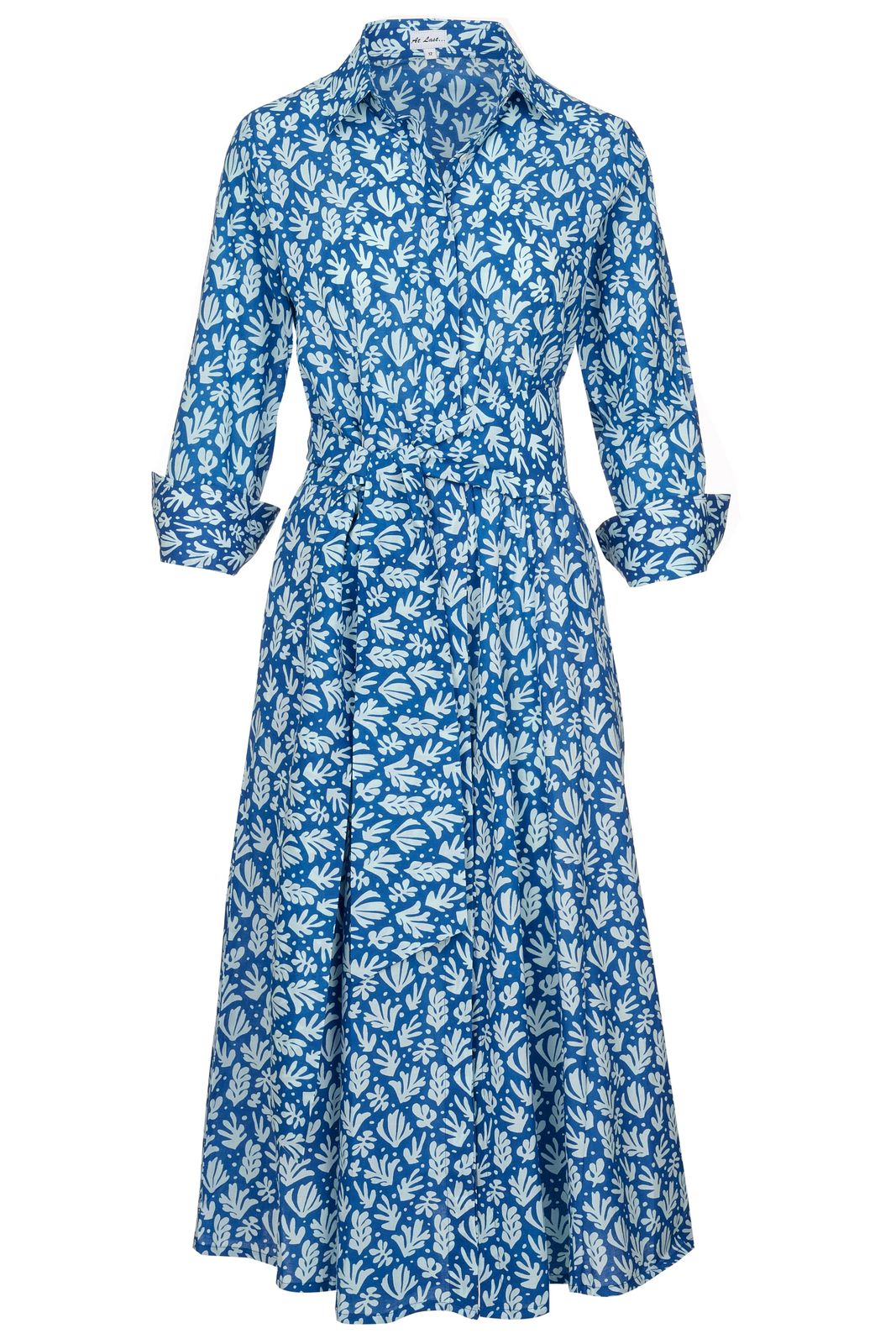 Cotton Marigold Dress In Sea Fern