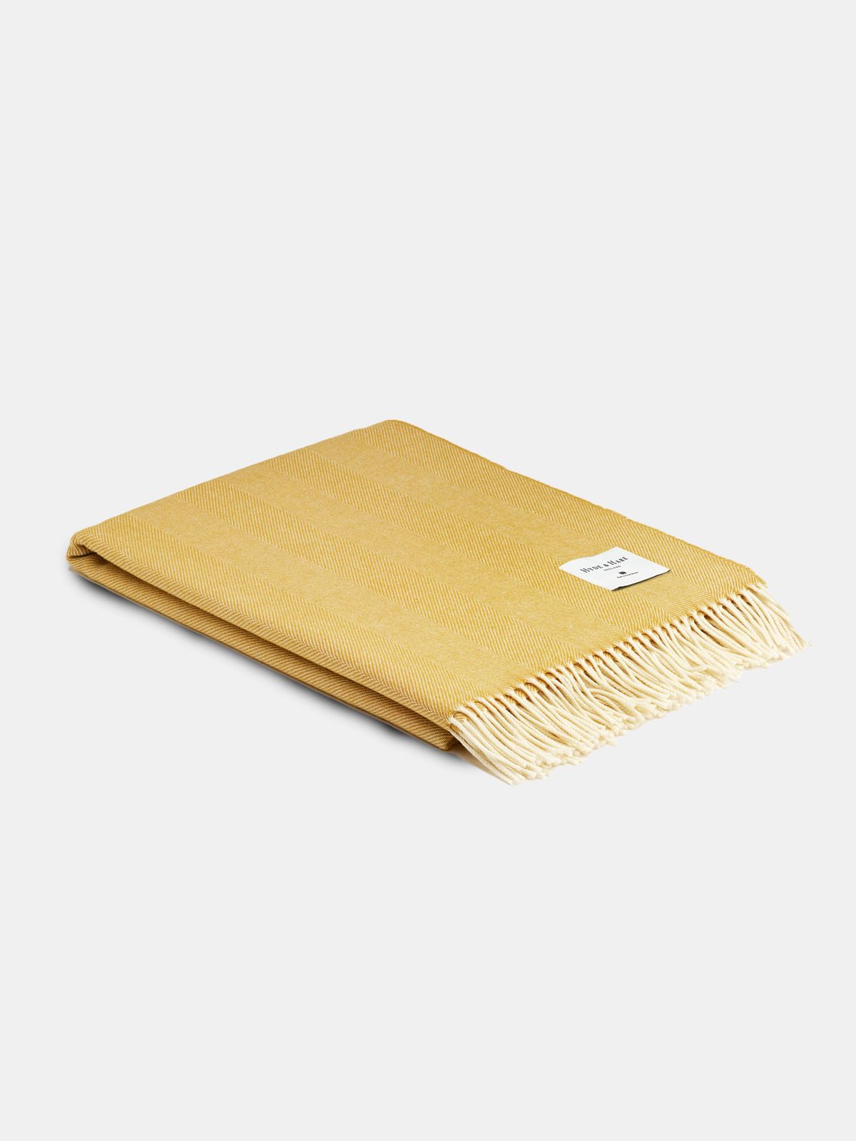 The Kilbarn Lambswool Throw - Lemon Herringbone